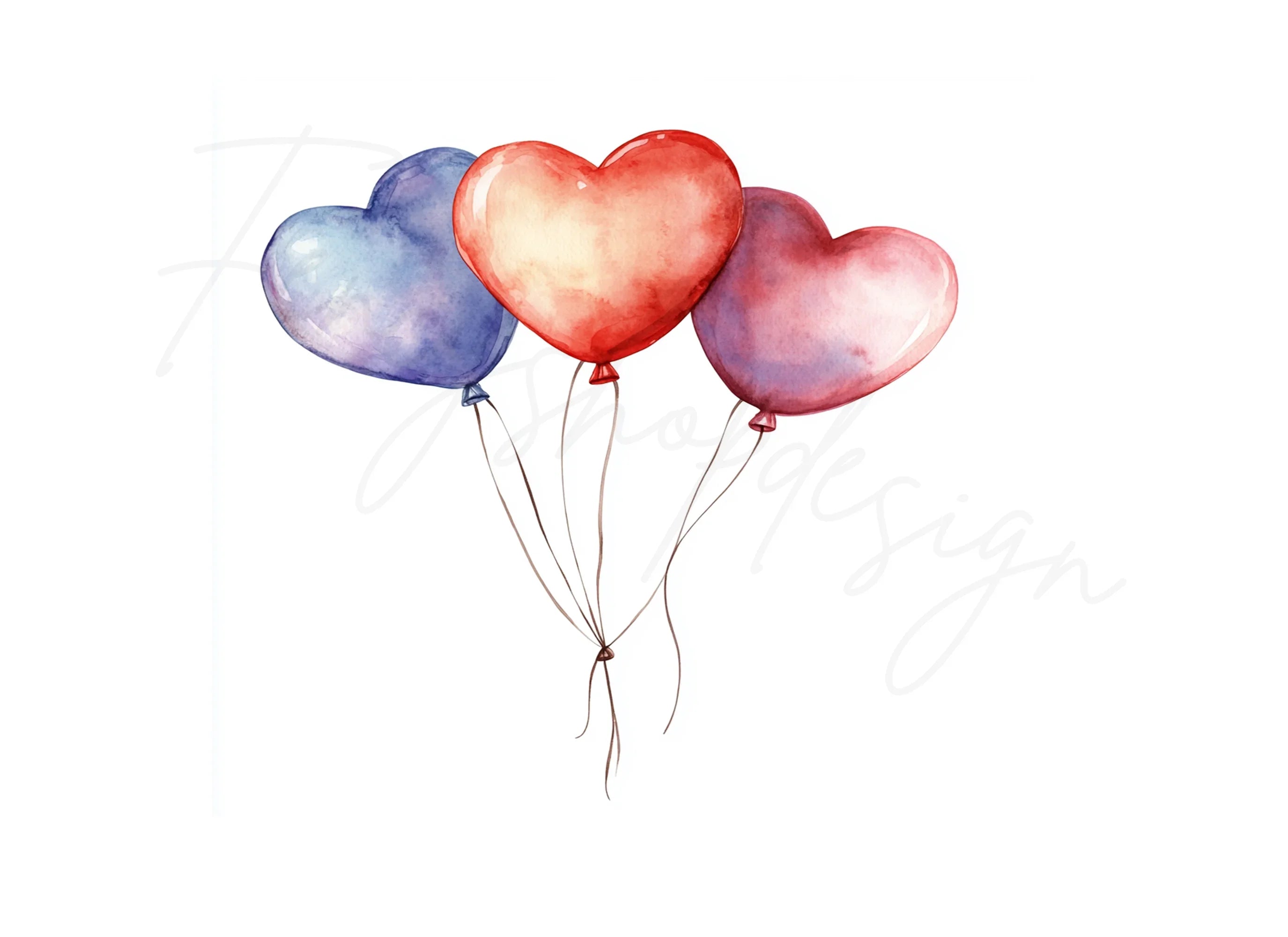 Heart Balloons Clipart Bundle