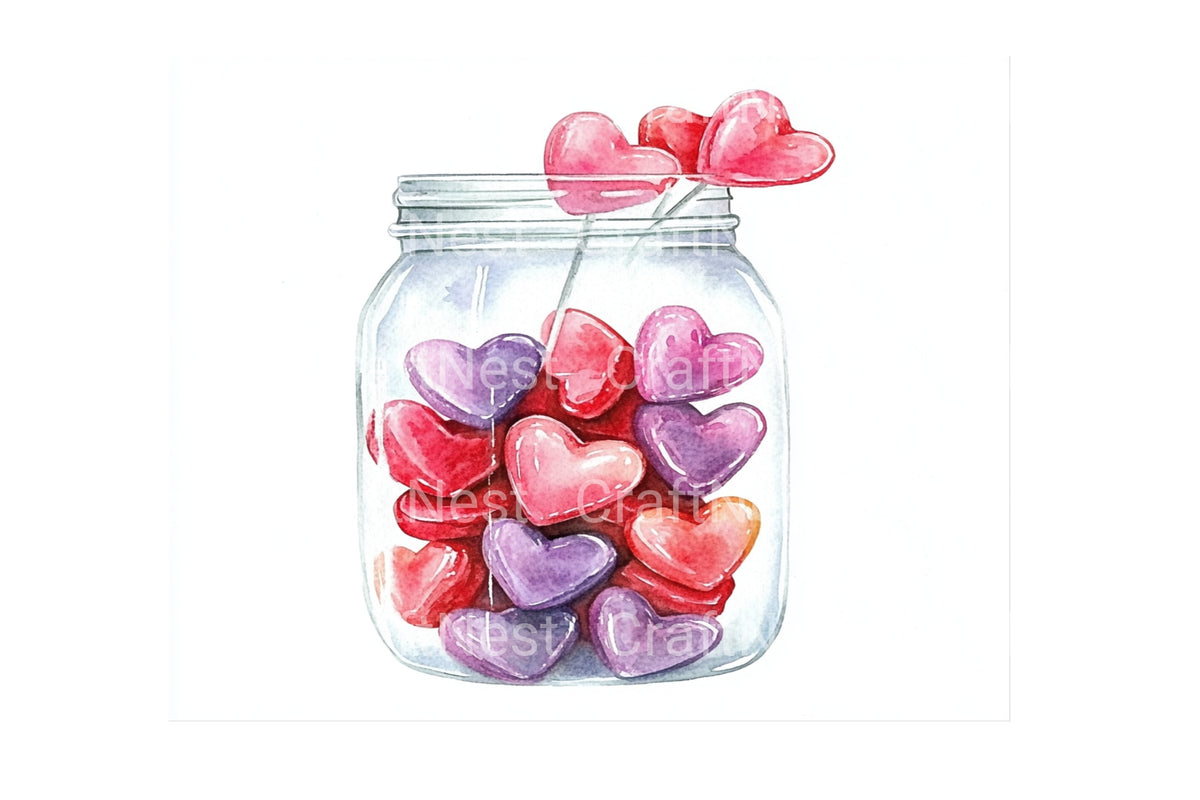 Heart Candy Jars Clipart Bundle