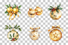 Golden Christmas Ornaments Clipart Bundle - CraftNest - Digital Crafting and Art