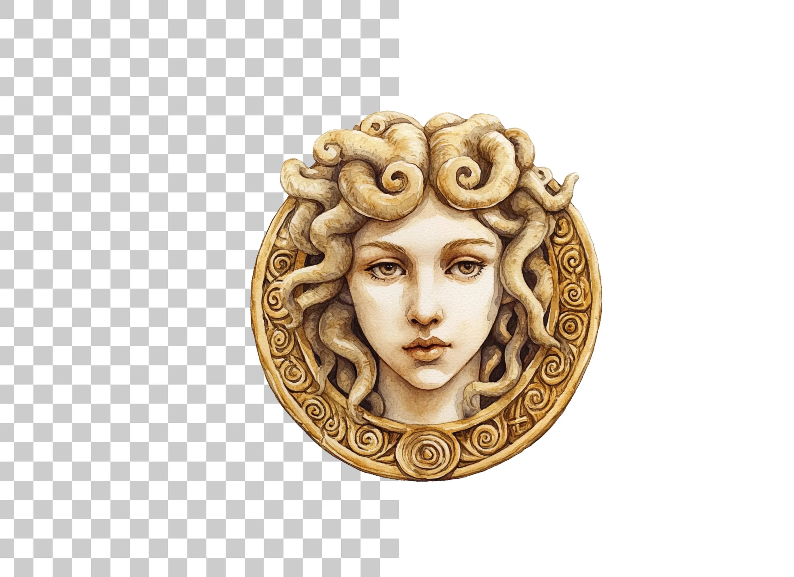 Medusa Head Illustration Clipart Bundle