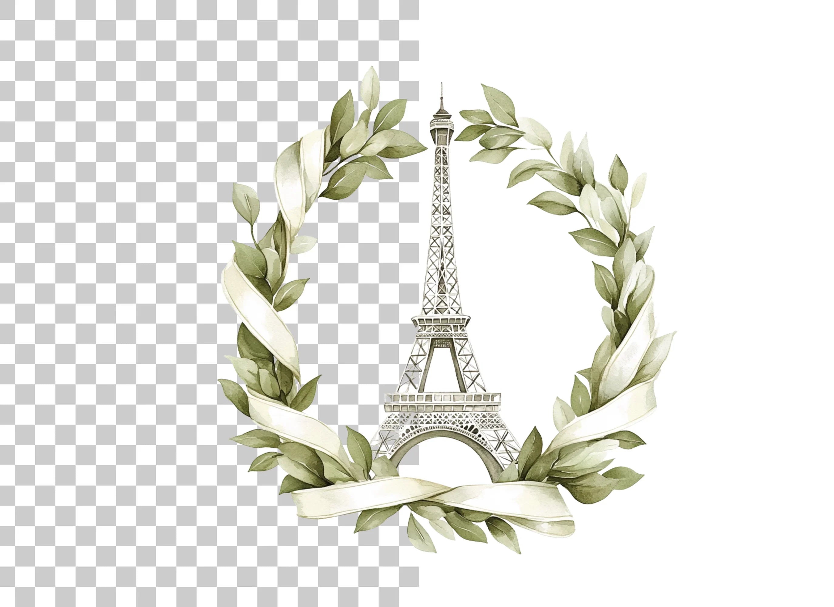 Eiffel Tower Wreath Clipart Bundle