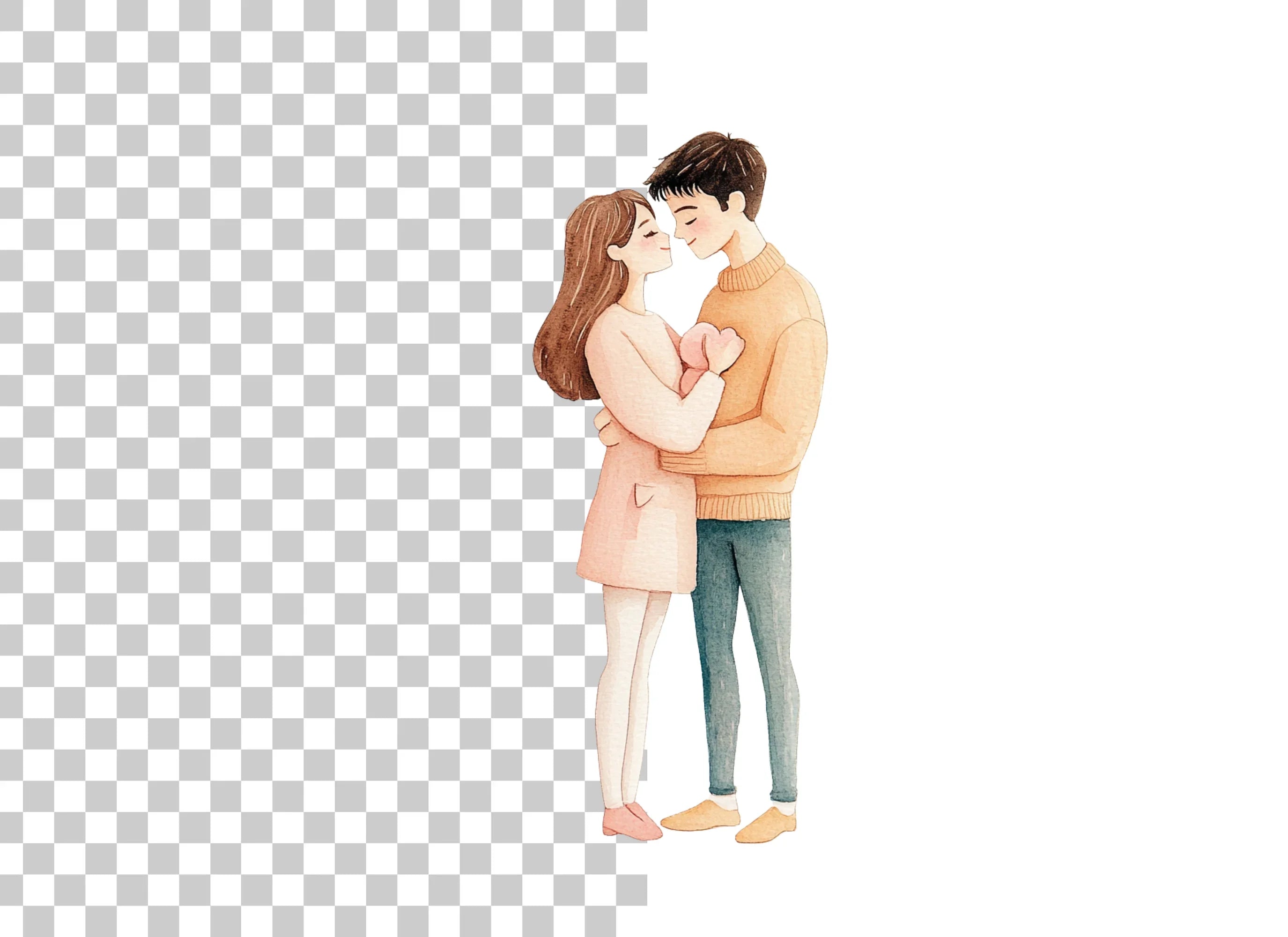 Cute Couple Hugging Clipart Bundle