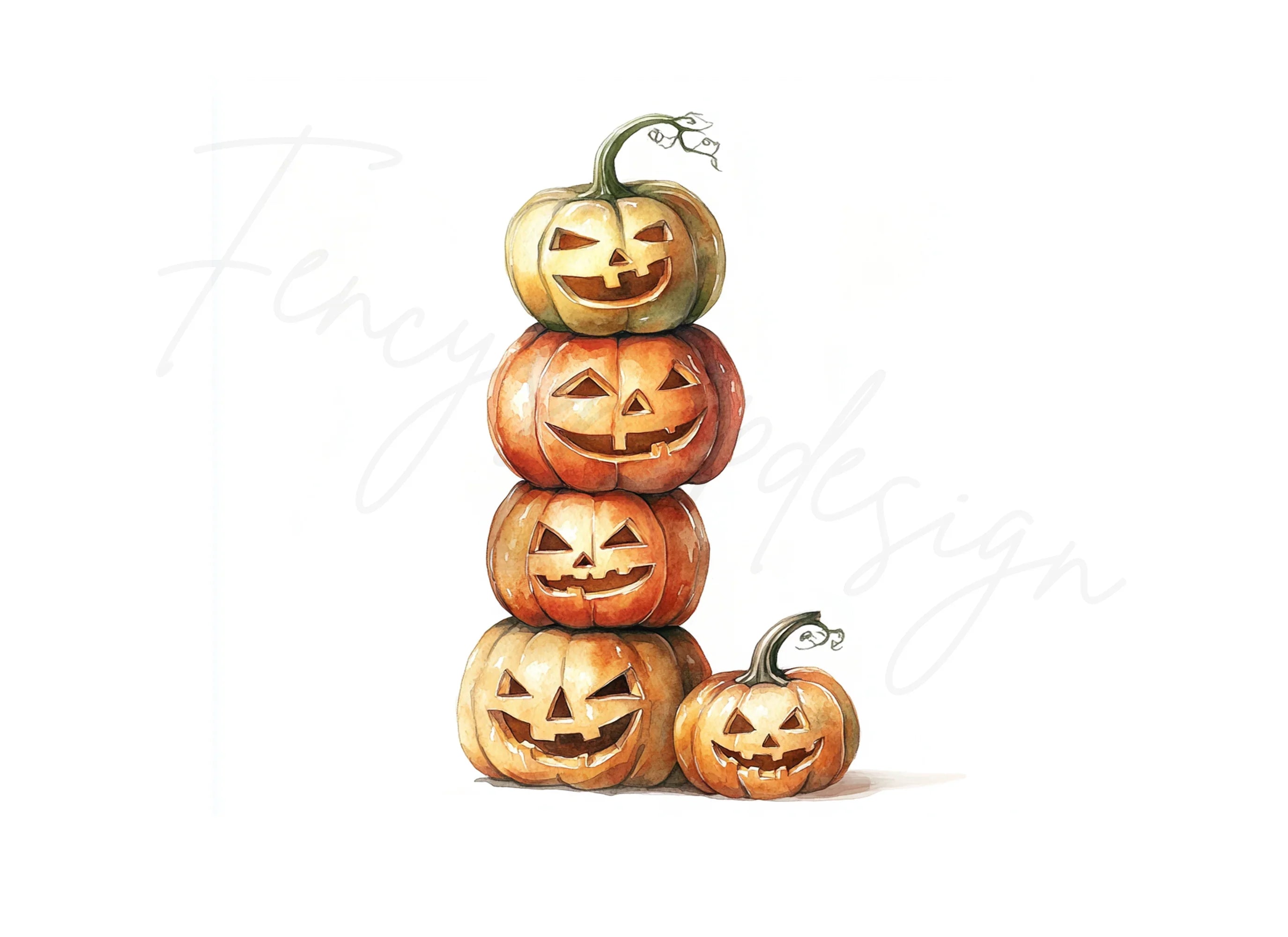 Stacked Halloween Pumpkins Clipart Bundle