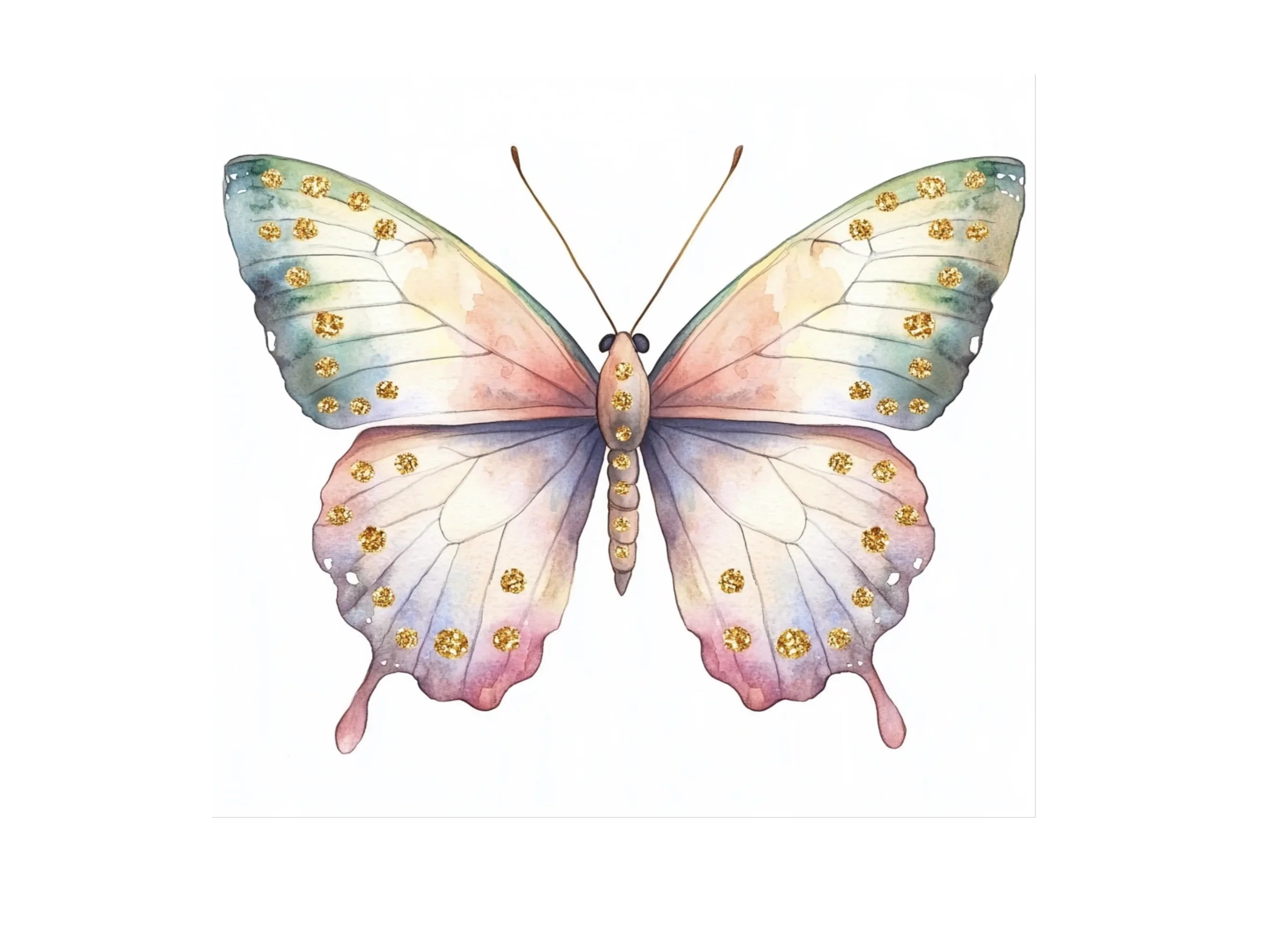 Pastel Glitter Butterfly Clipart Bundle