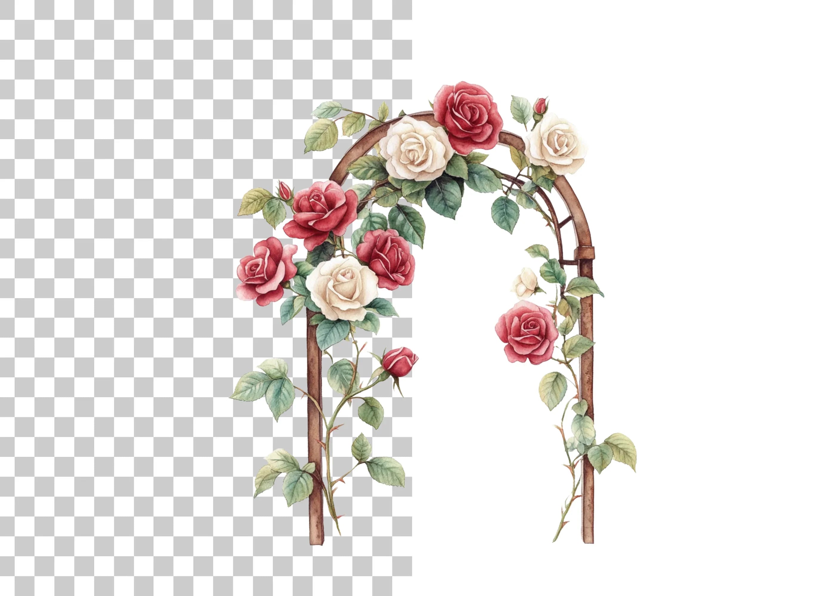 Elegant Rose Archway Clipart Bundle