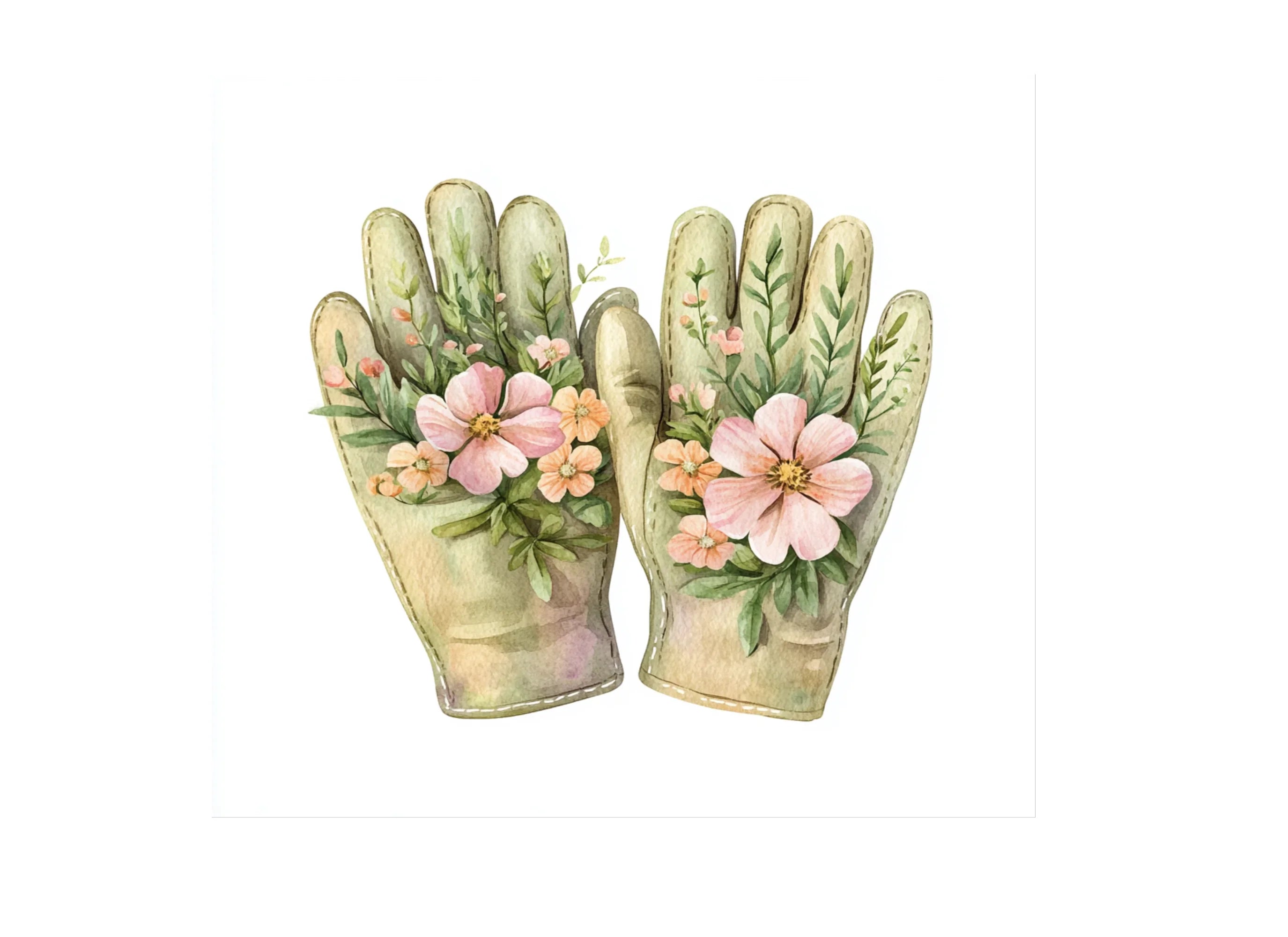 Elegant Floral Garden Gloves Clipart Bundle