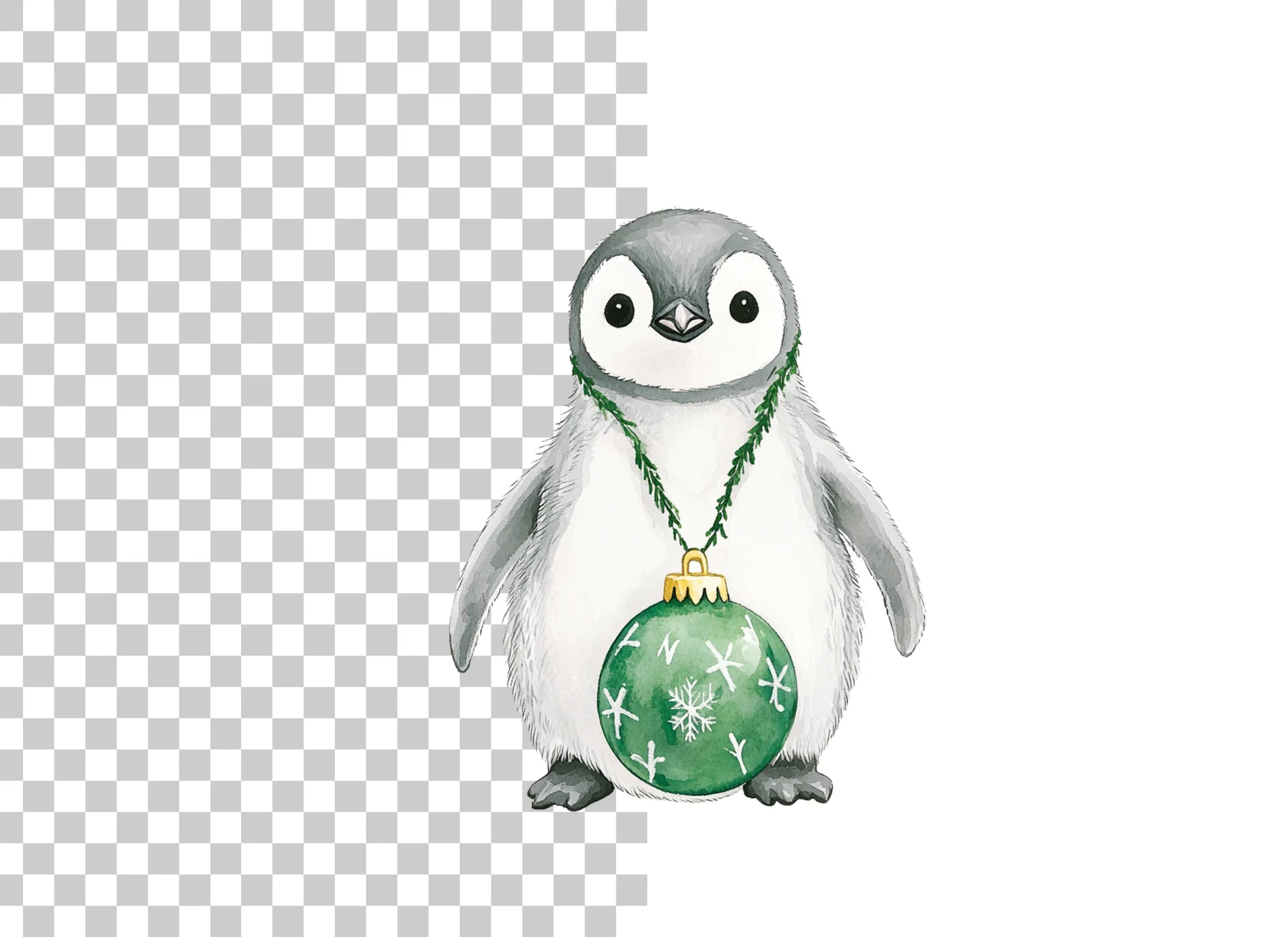 Penguin Christmas Ornament Clipart Bundle