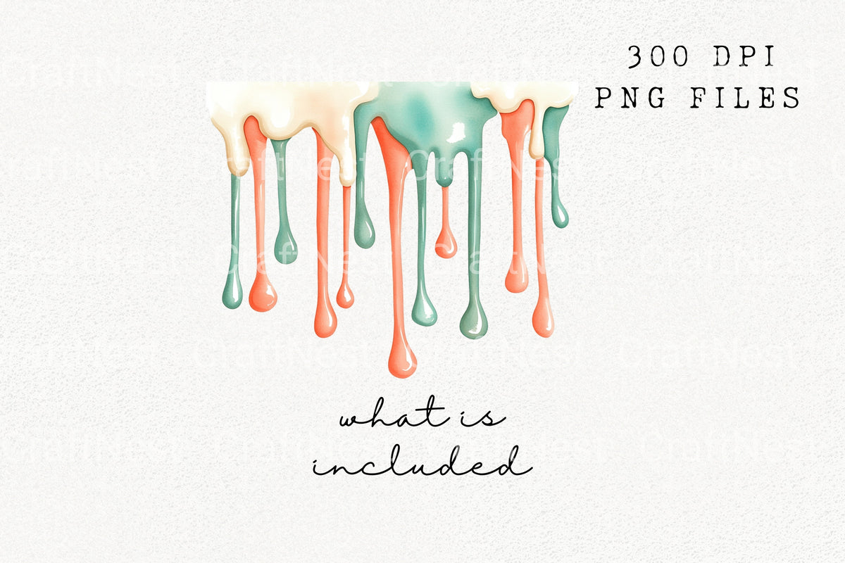 Pastel Drips And Splatters Clipart Bundle