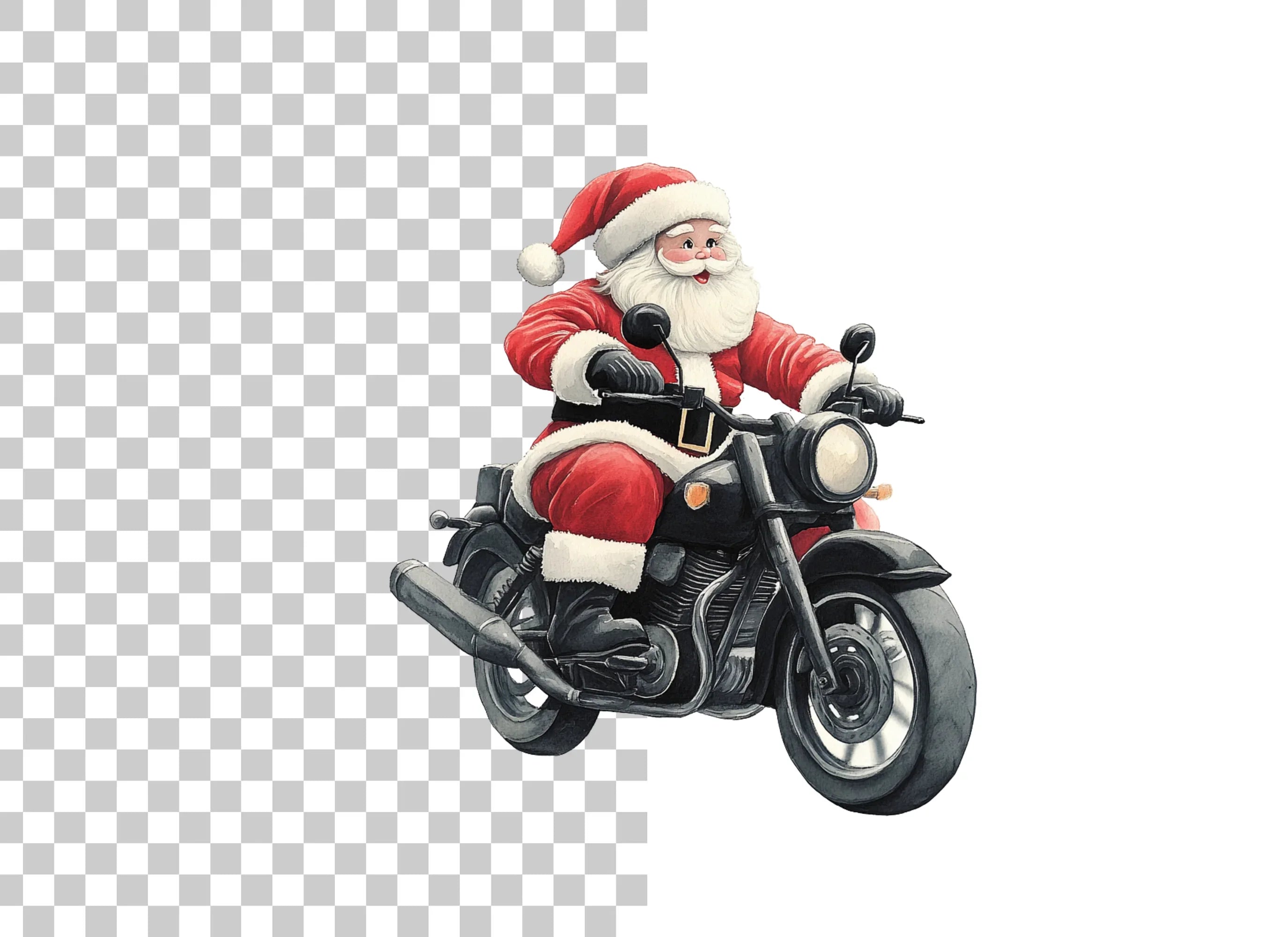 Santa Claus on Motorcycle Clipart Bundle