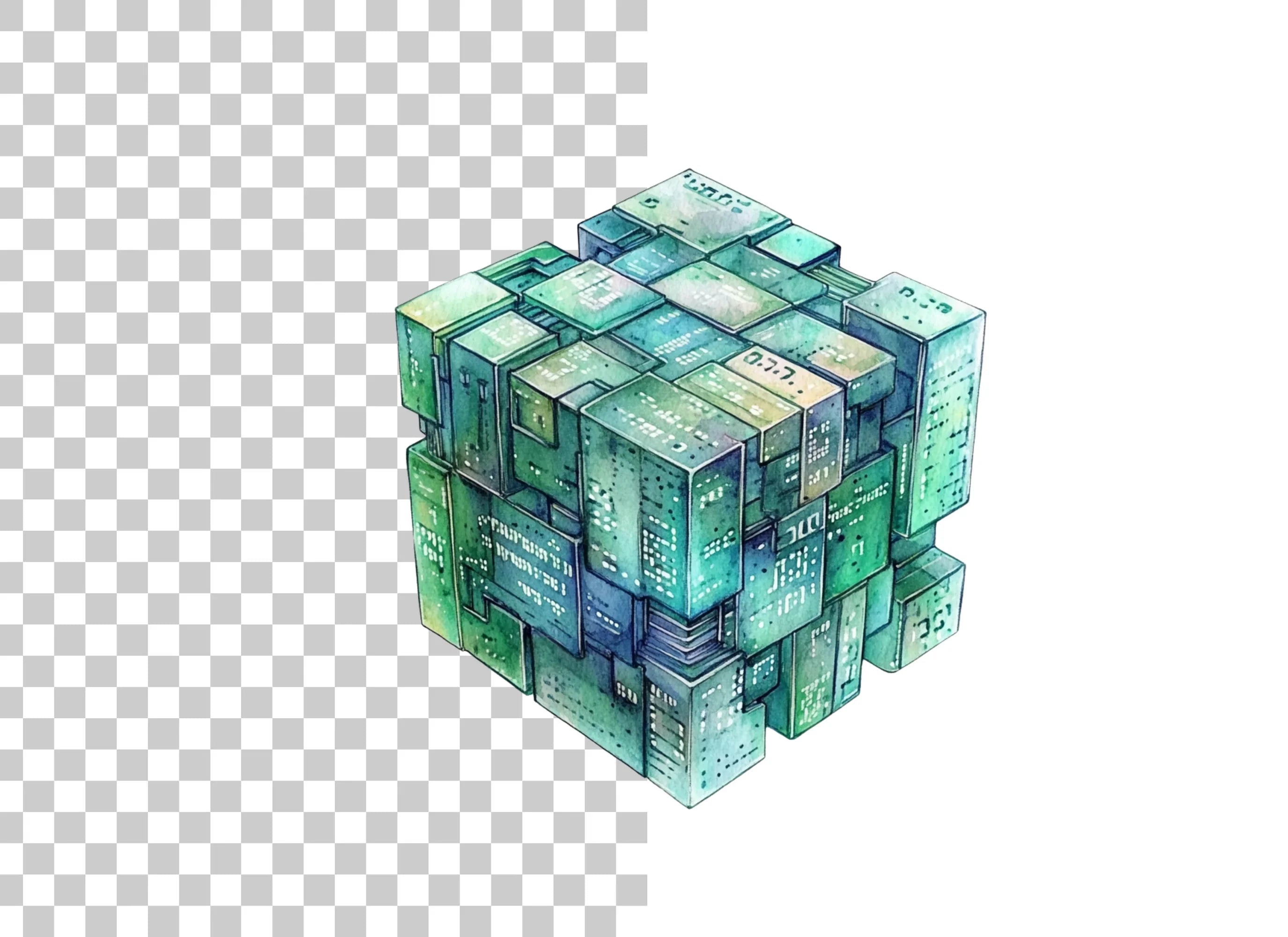 Futuristic Tech Cube Clipart Bundle