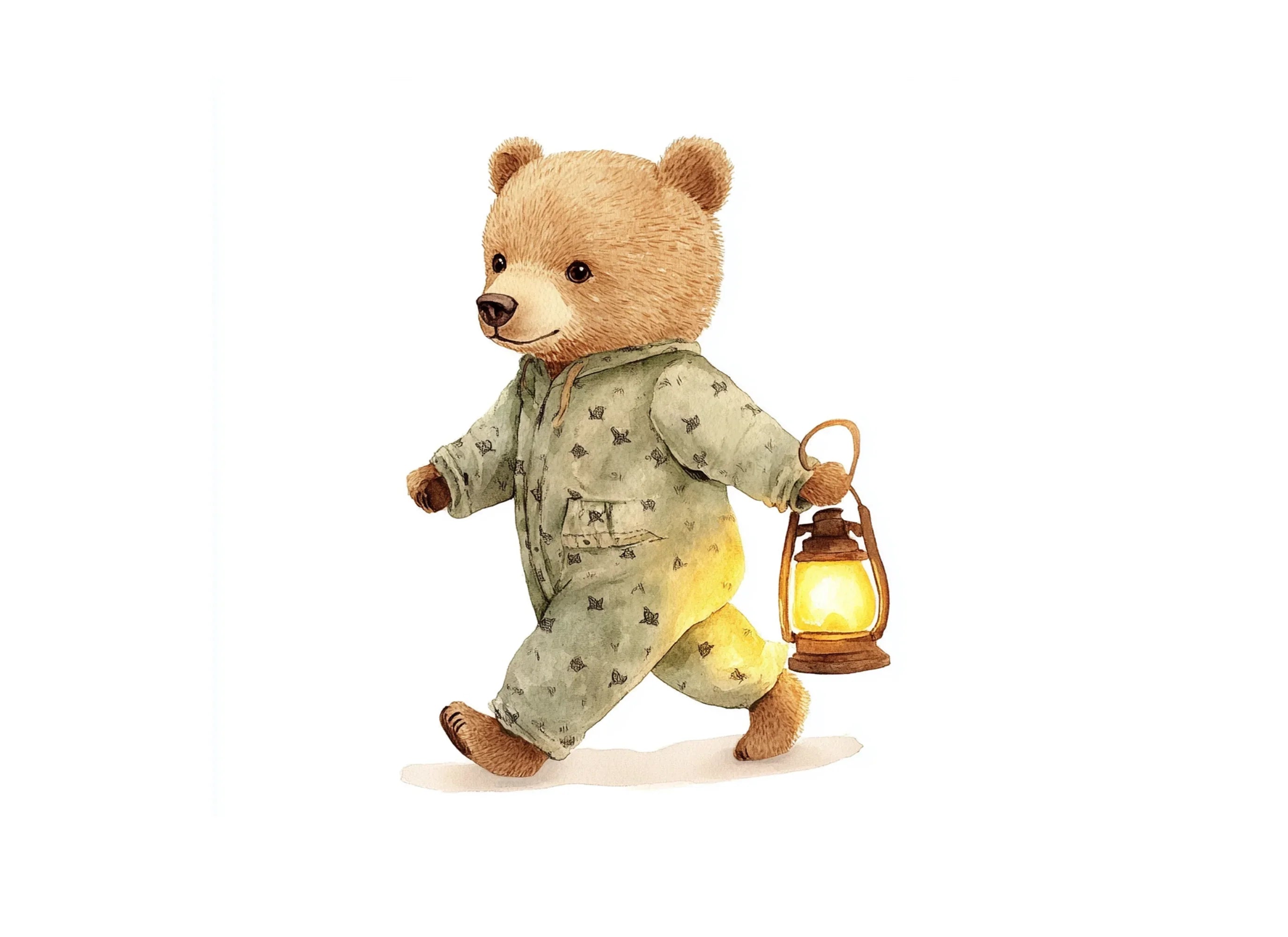 Cute Bear in Pajamas with Lantern Clipart Bundle