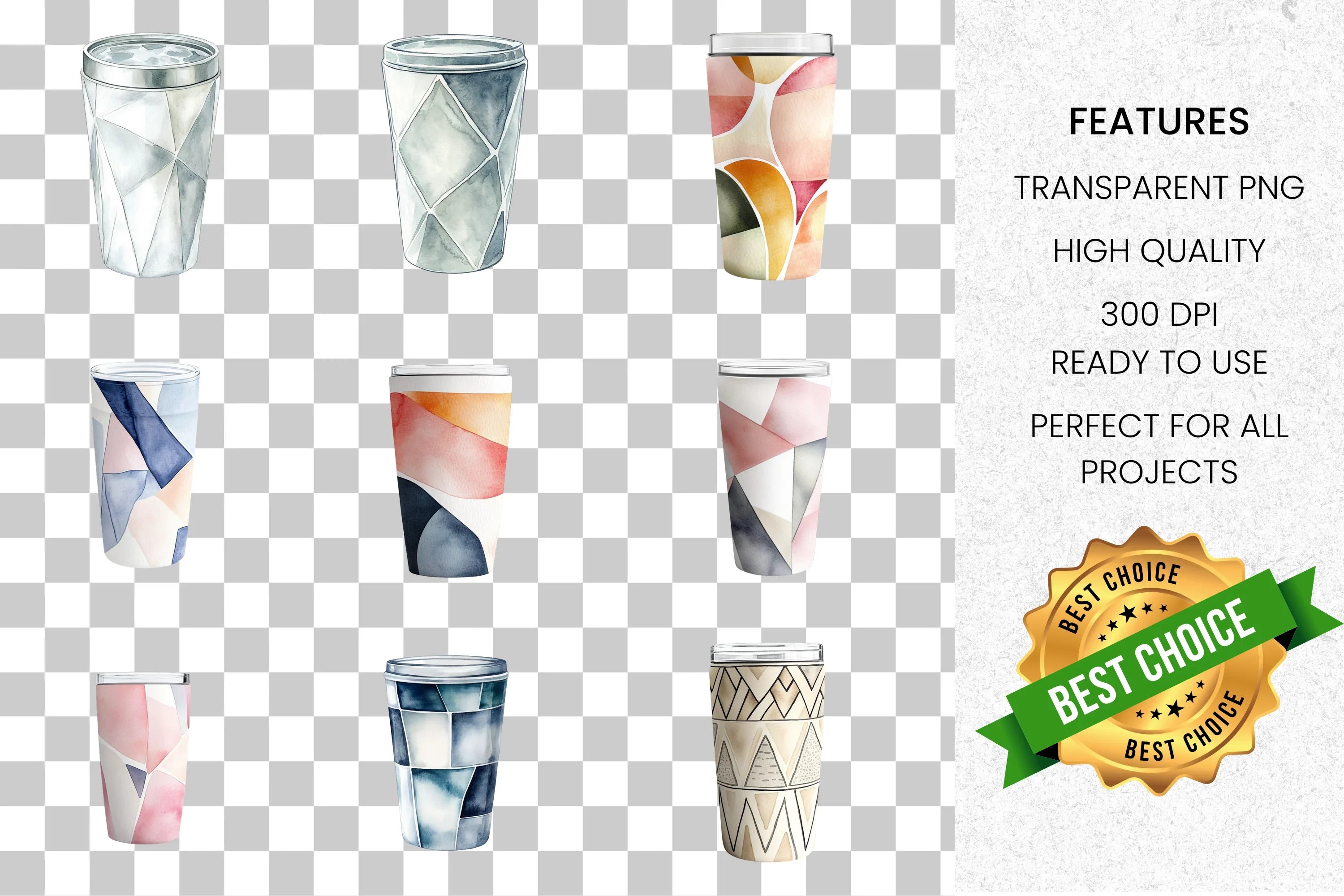 Geometric Tumbler Designs Clipart Bundle