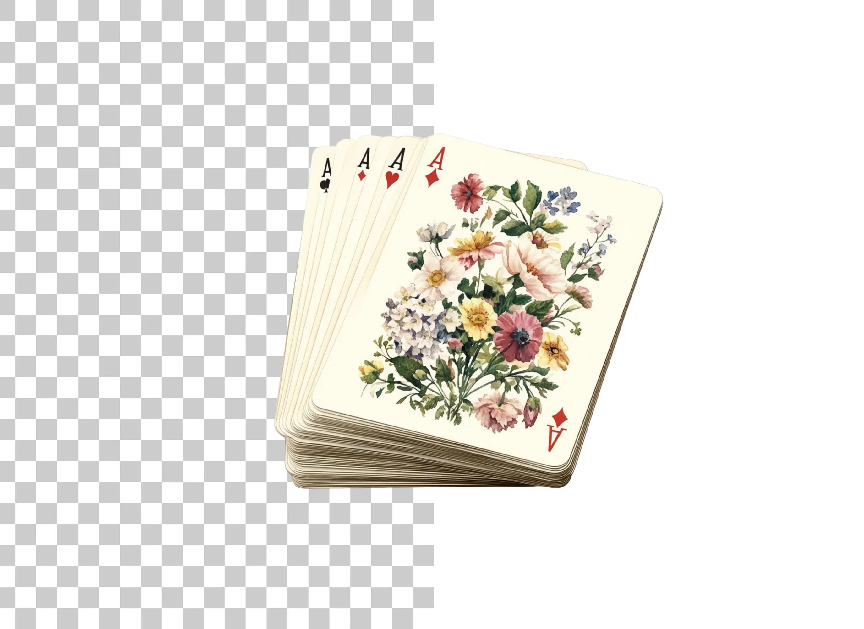 Elegant Floral Playing Cards Clipart Bundle