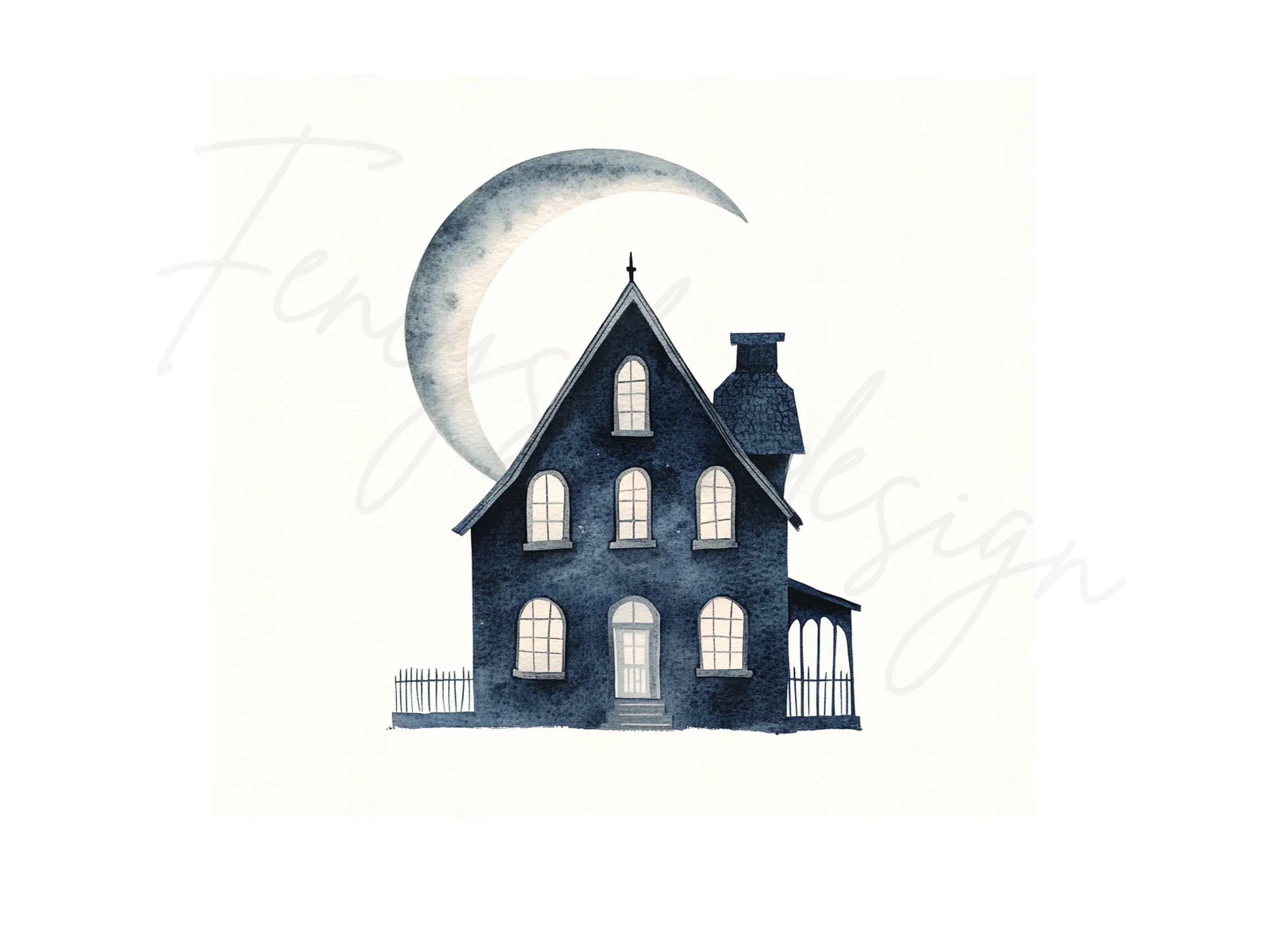Mysterious Moonlit House Clipart Bundle