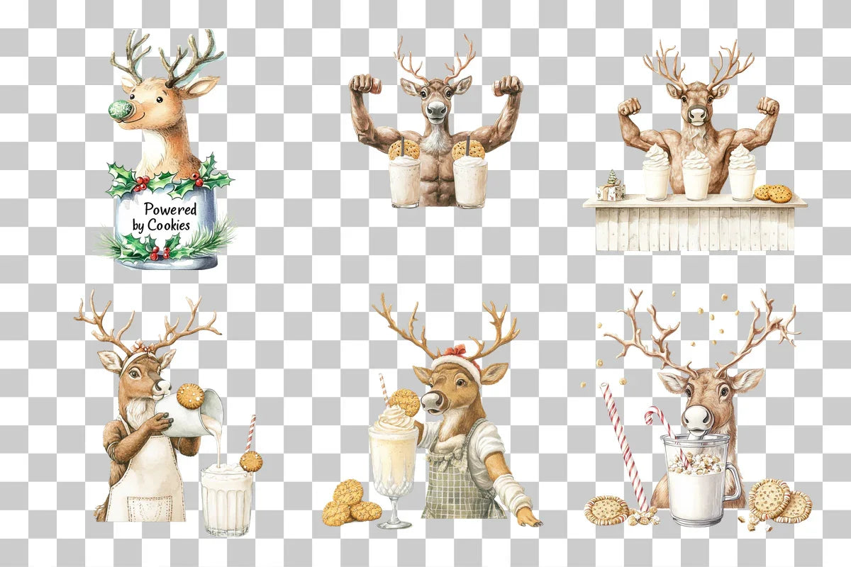 Reindeer Fitness Clipart Bundle - CraftNest - Digital Crafting and Art