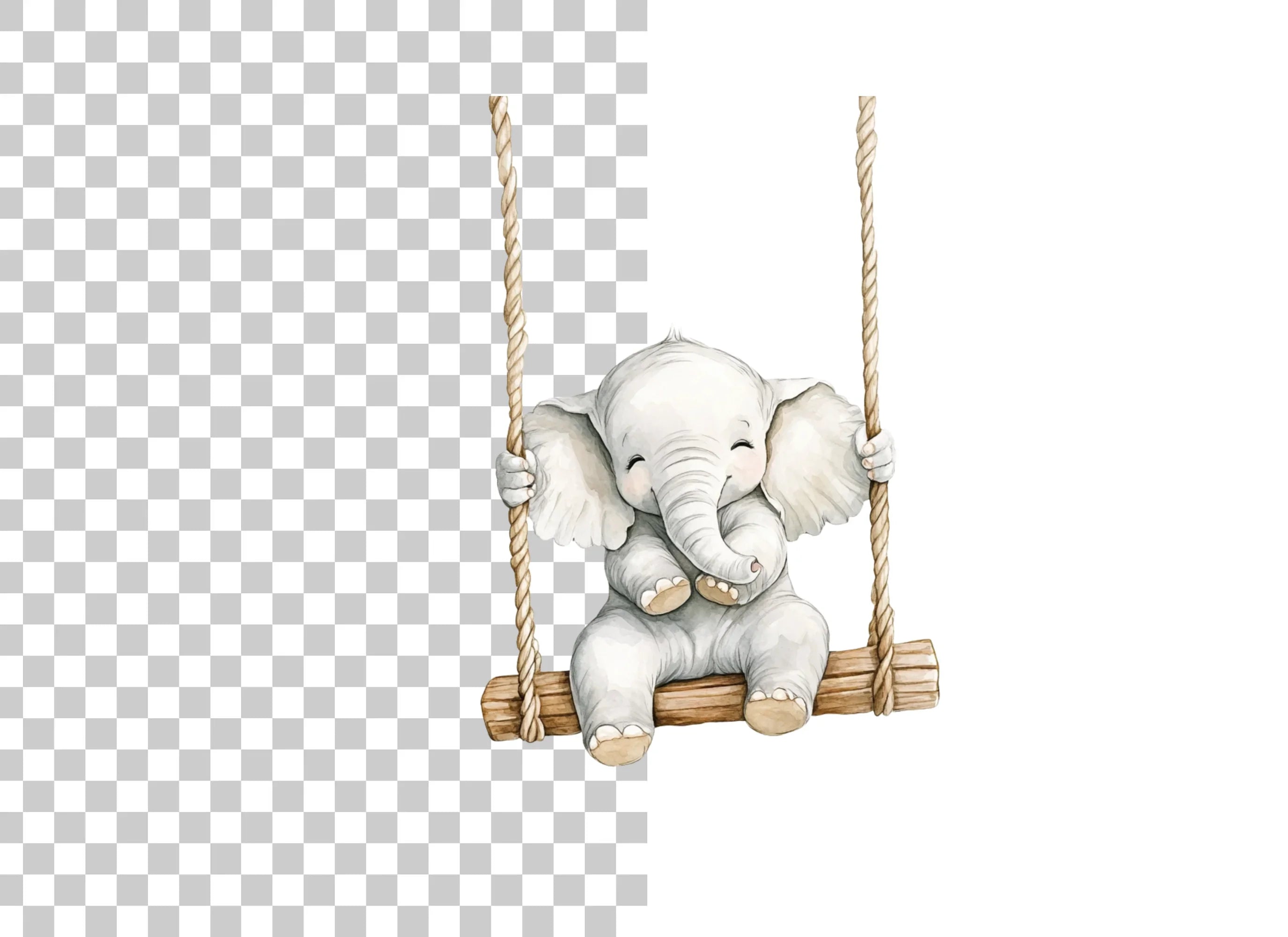 Swinging Baby Elephant Clipart Bundle