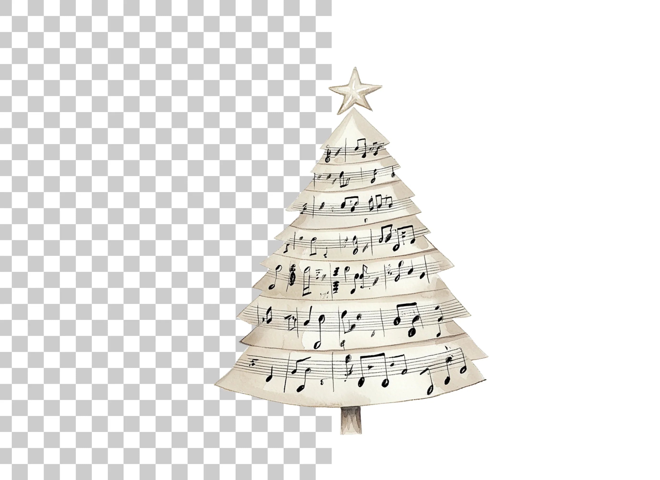Christmas Tree Sheet Music Clipart Bundle