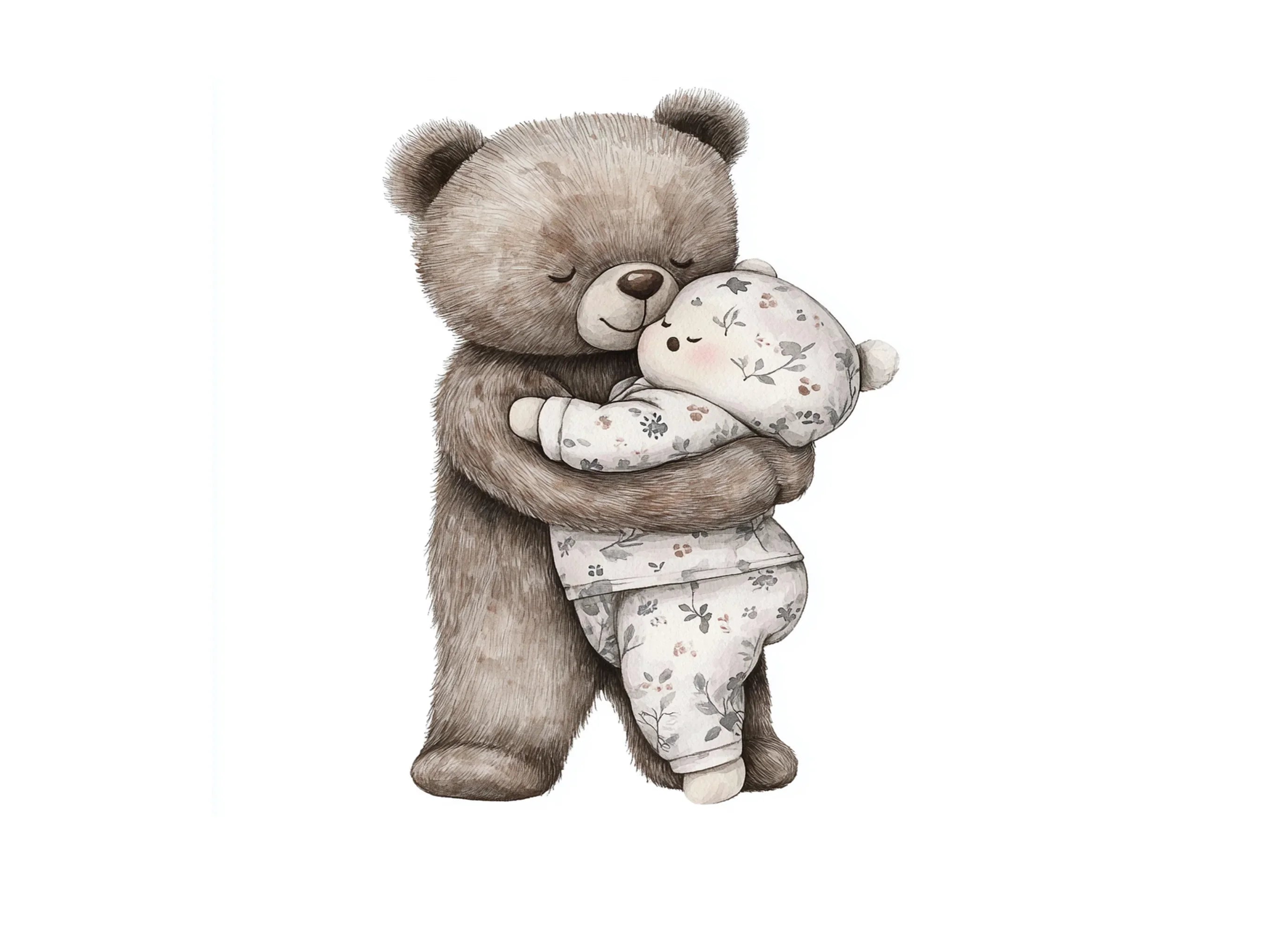 Sweet Bear Hugging Baby Bear Clipart Bundle