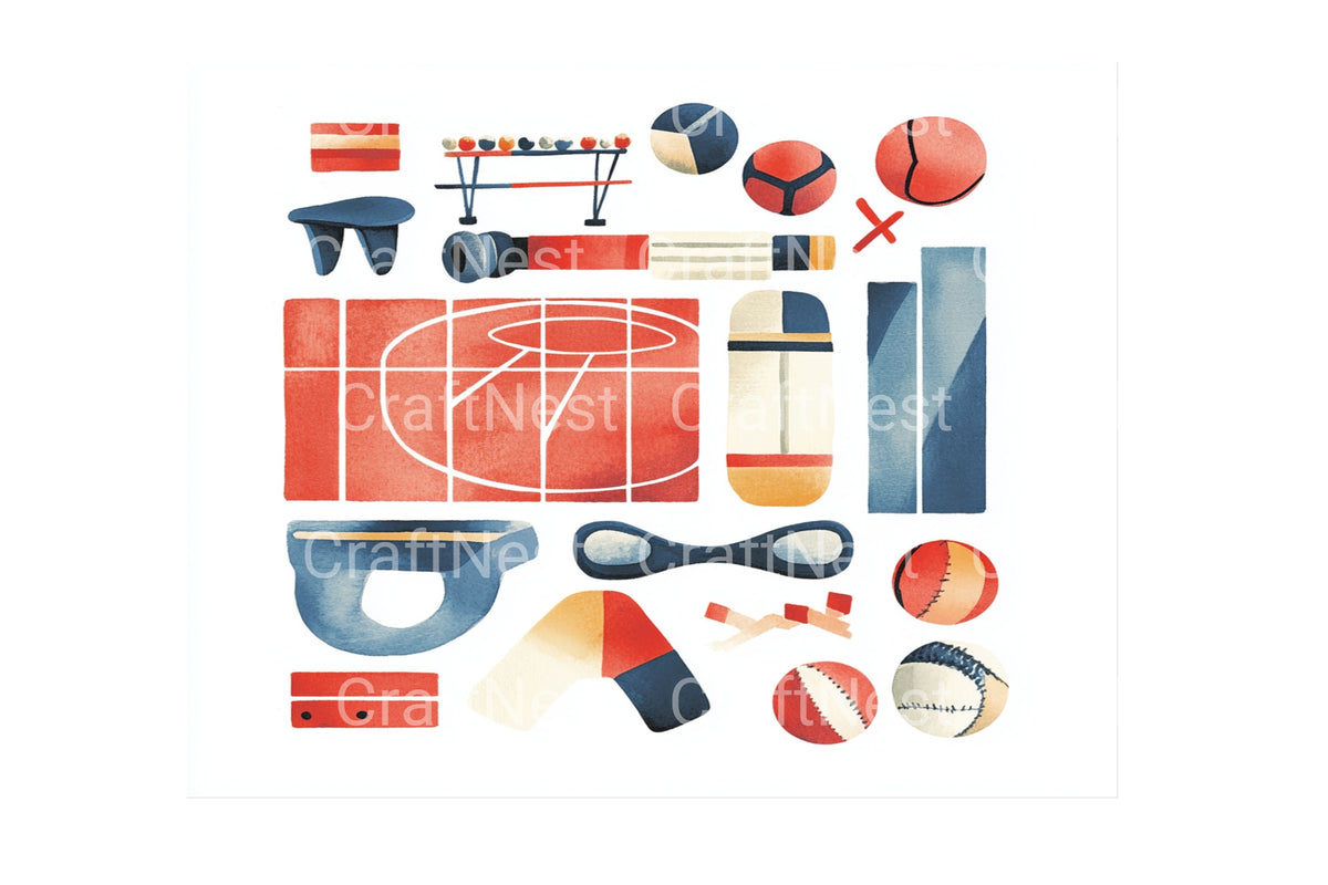 Abstract Sports Elements Clipart Bundle