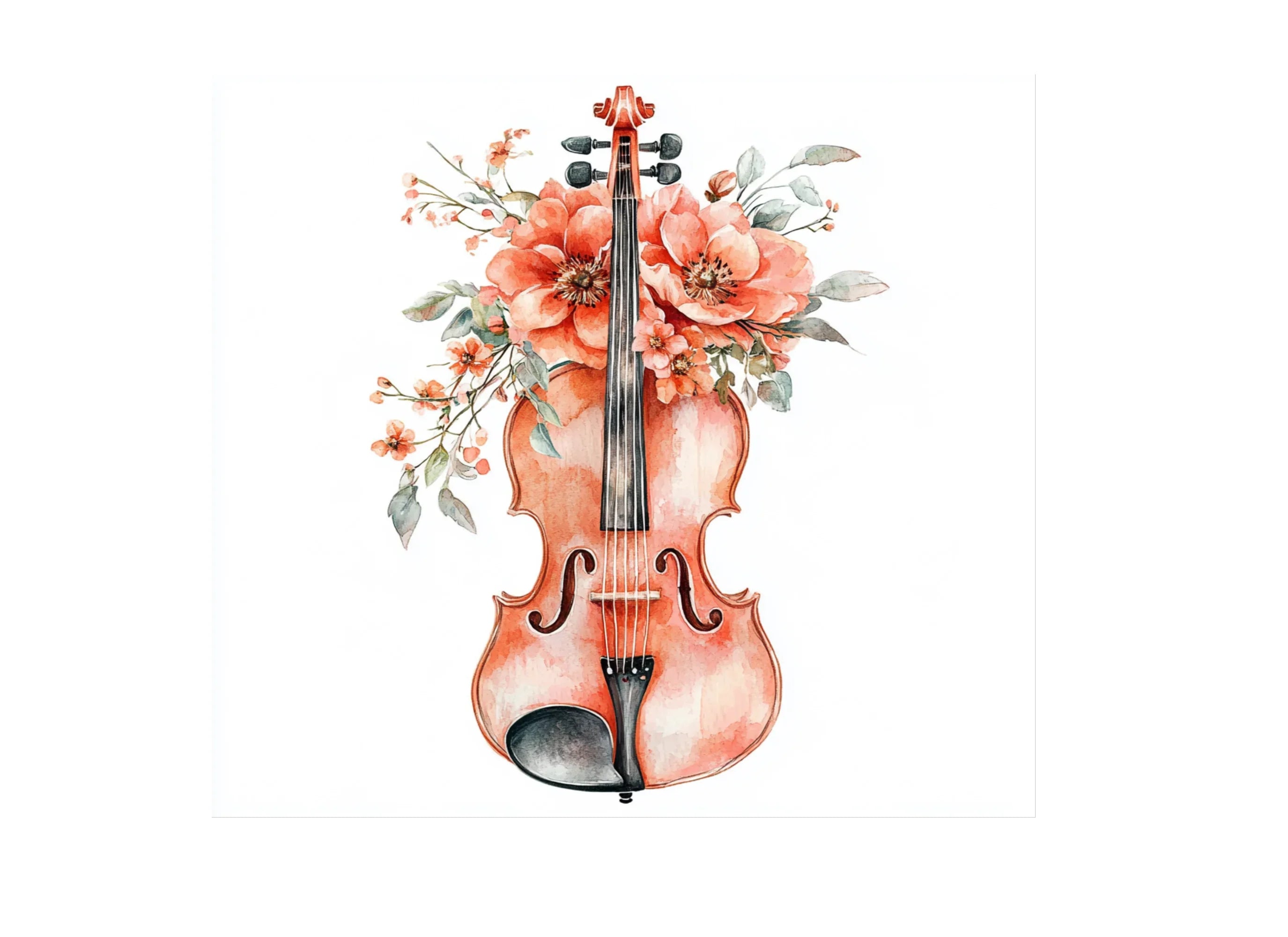 Violin Floral Clipart Bundle