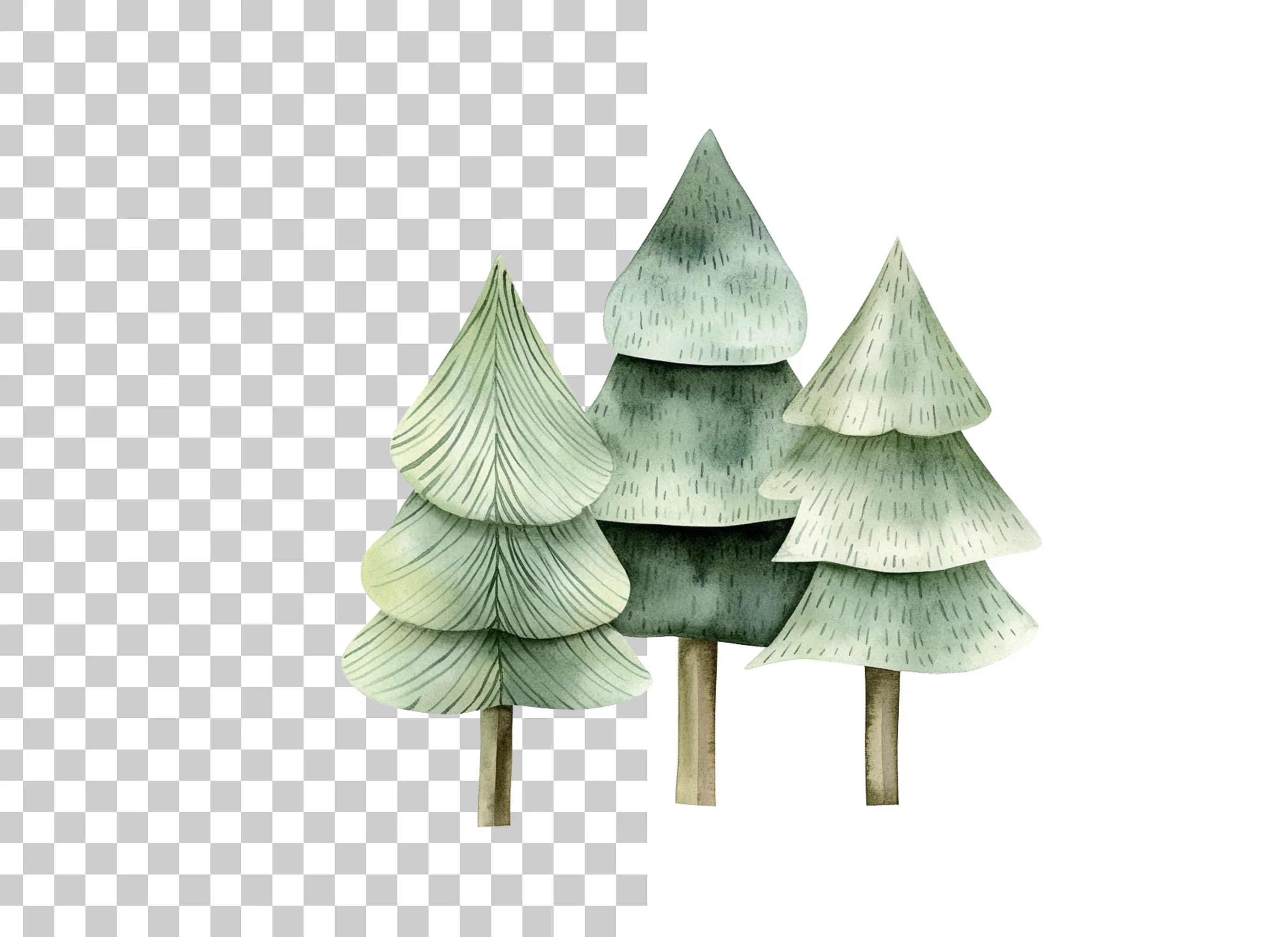 Winter Forest Pine Tree Clipart Bundle