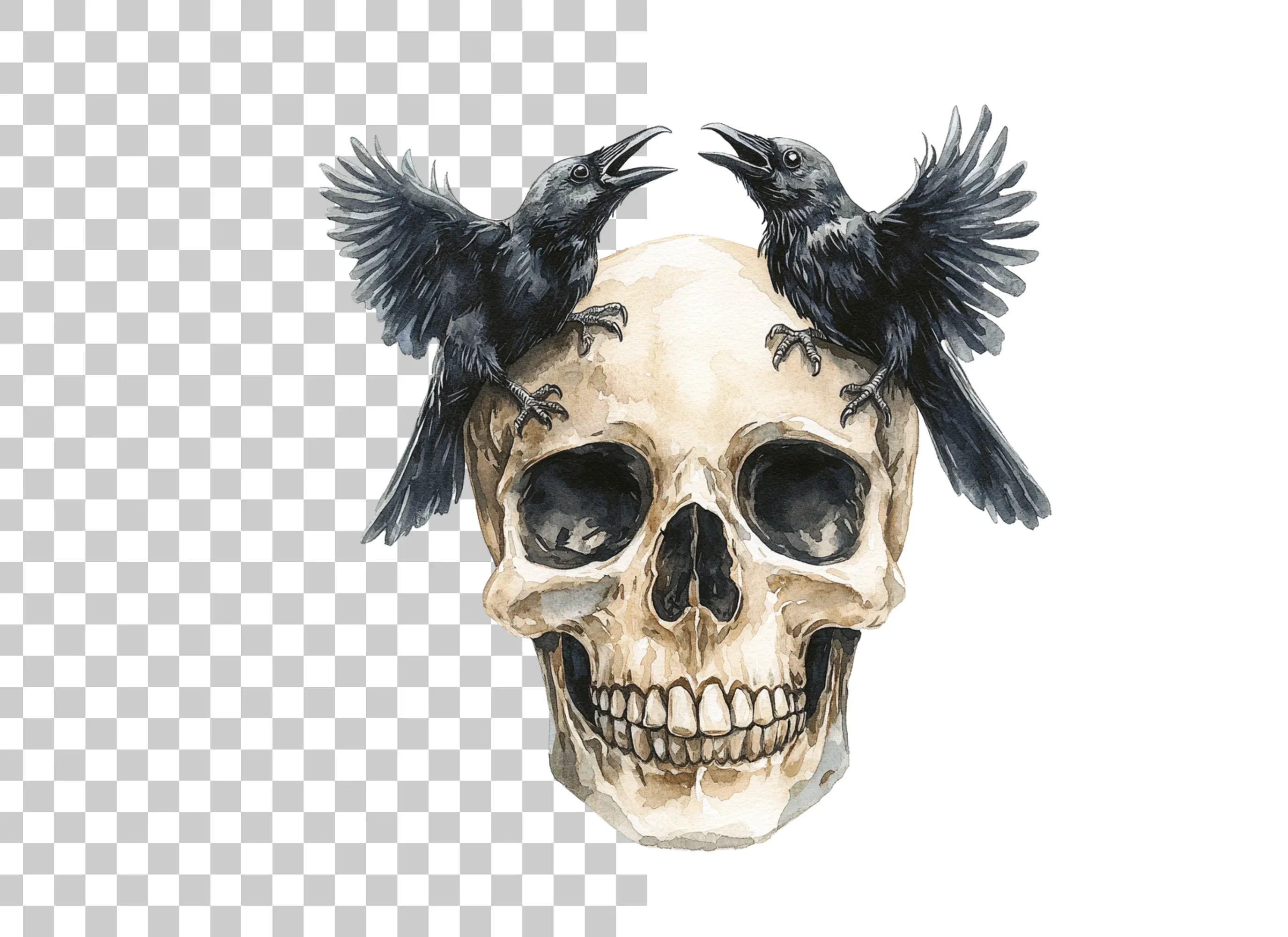 Skull and Raven Clipart Bundle