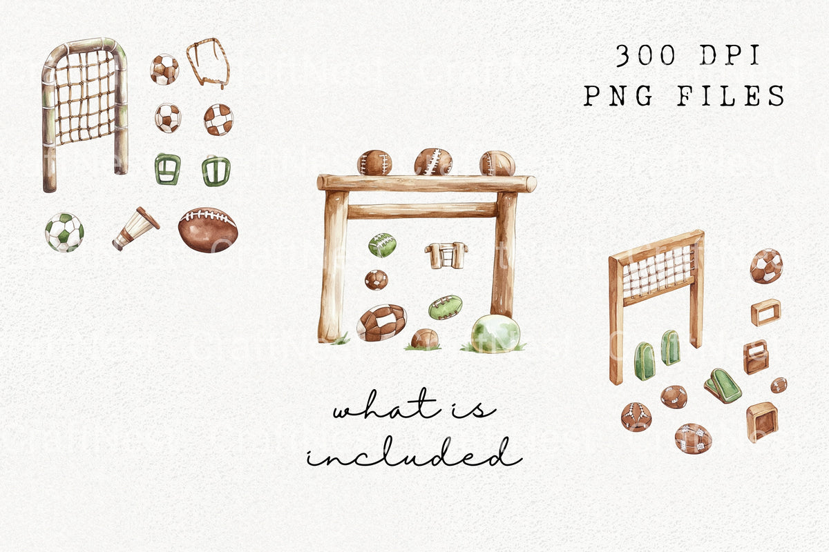 Wooden Sports Clipart Bundle