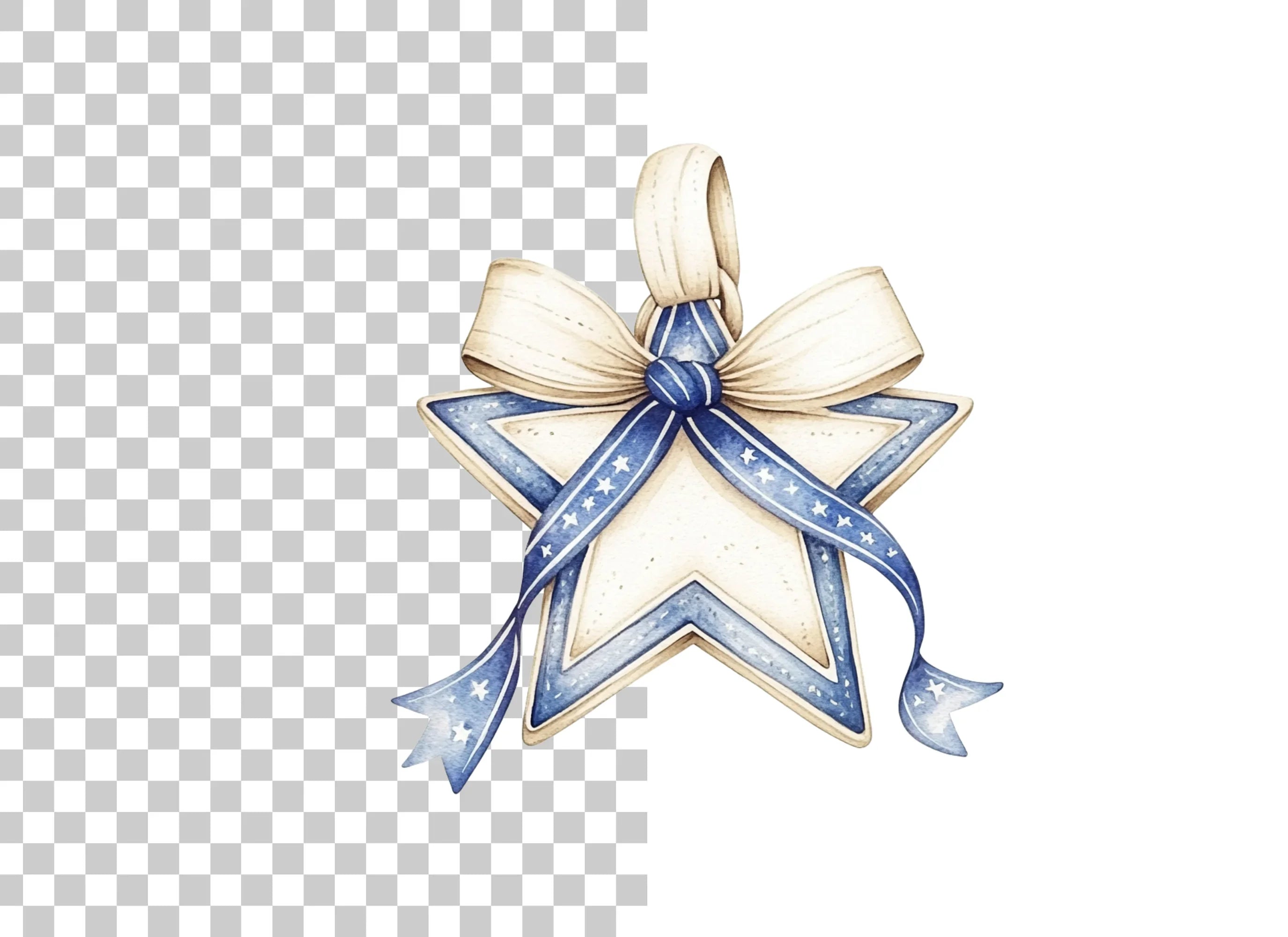 Decorative Star with Ribbon Clipart Bundle