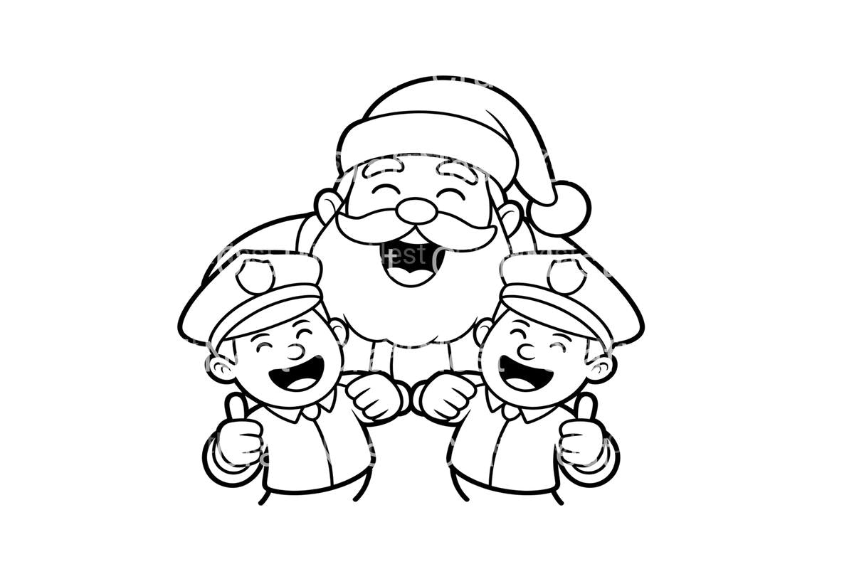 Santa and Police Officers Coloring Books