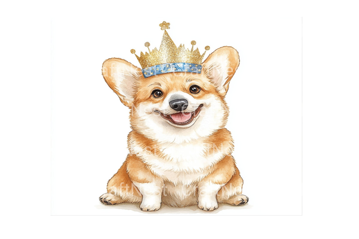 Adorable Corgi Dog With Crown Clipart Bundle