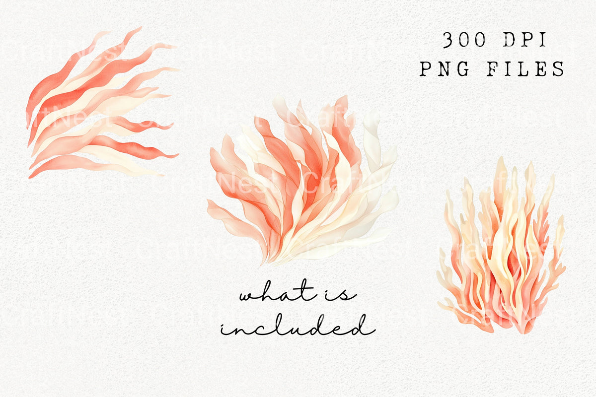 Peach Coral Clipart Bundle