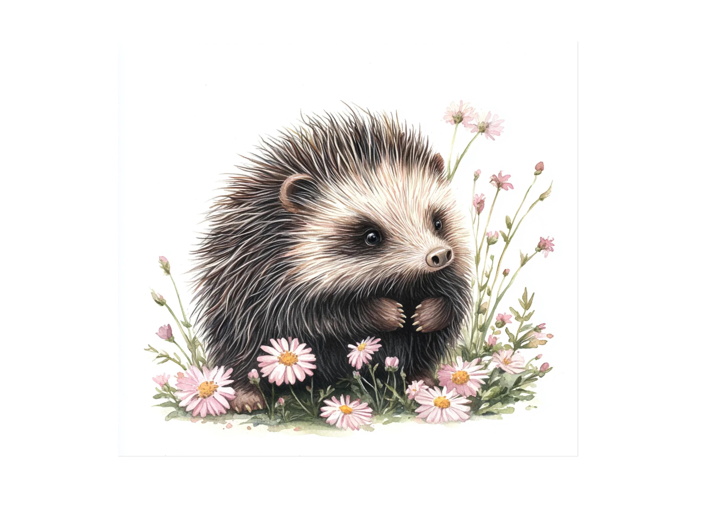 Charming Hedgehog with Flowers Clipart Bundle