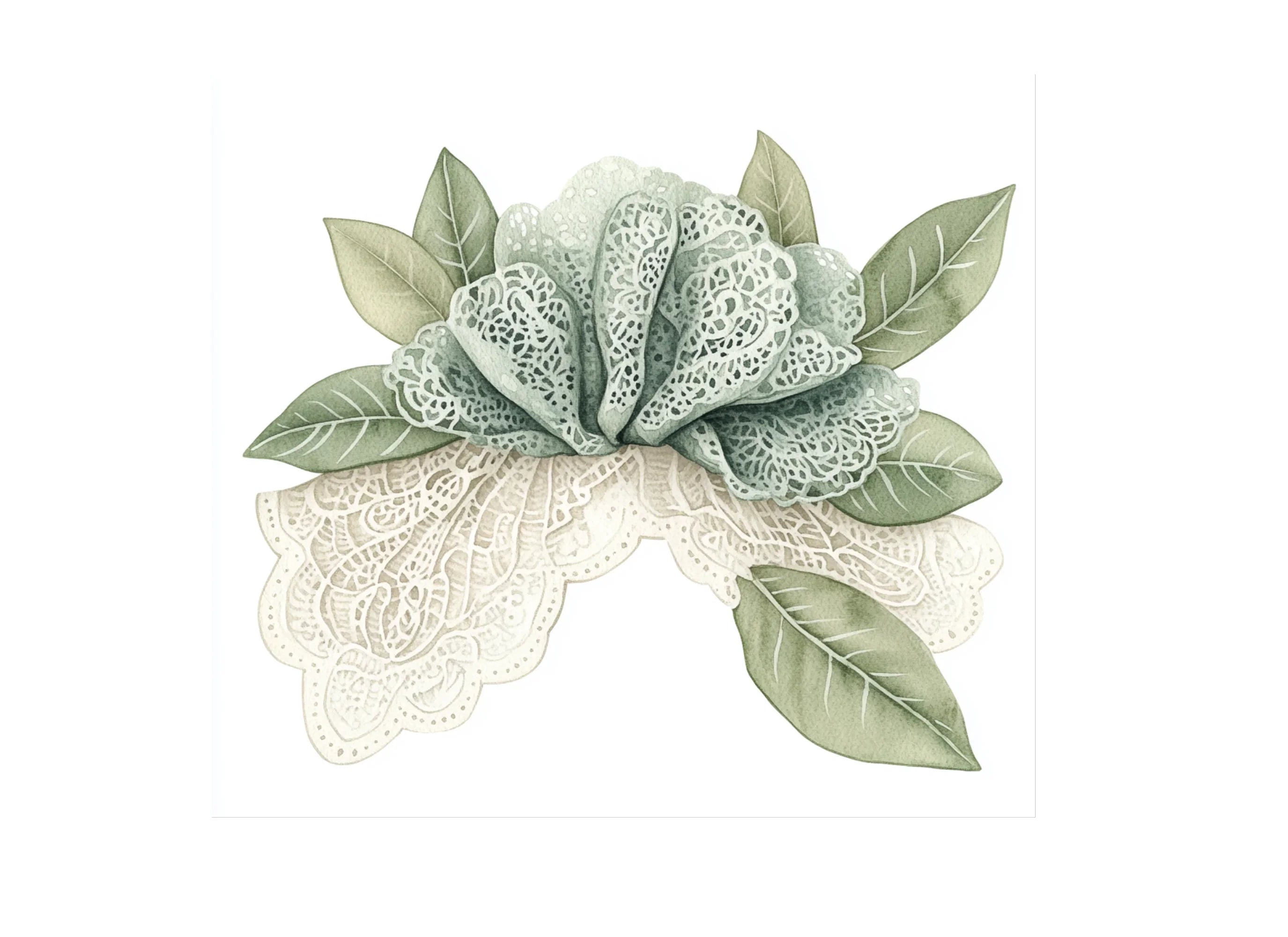 Elegant Lace Flower Clipart Bundle