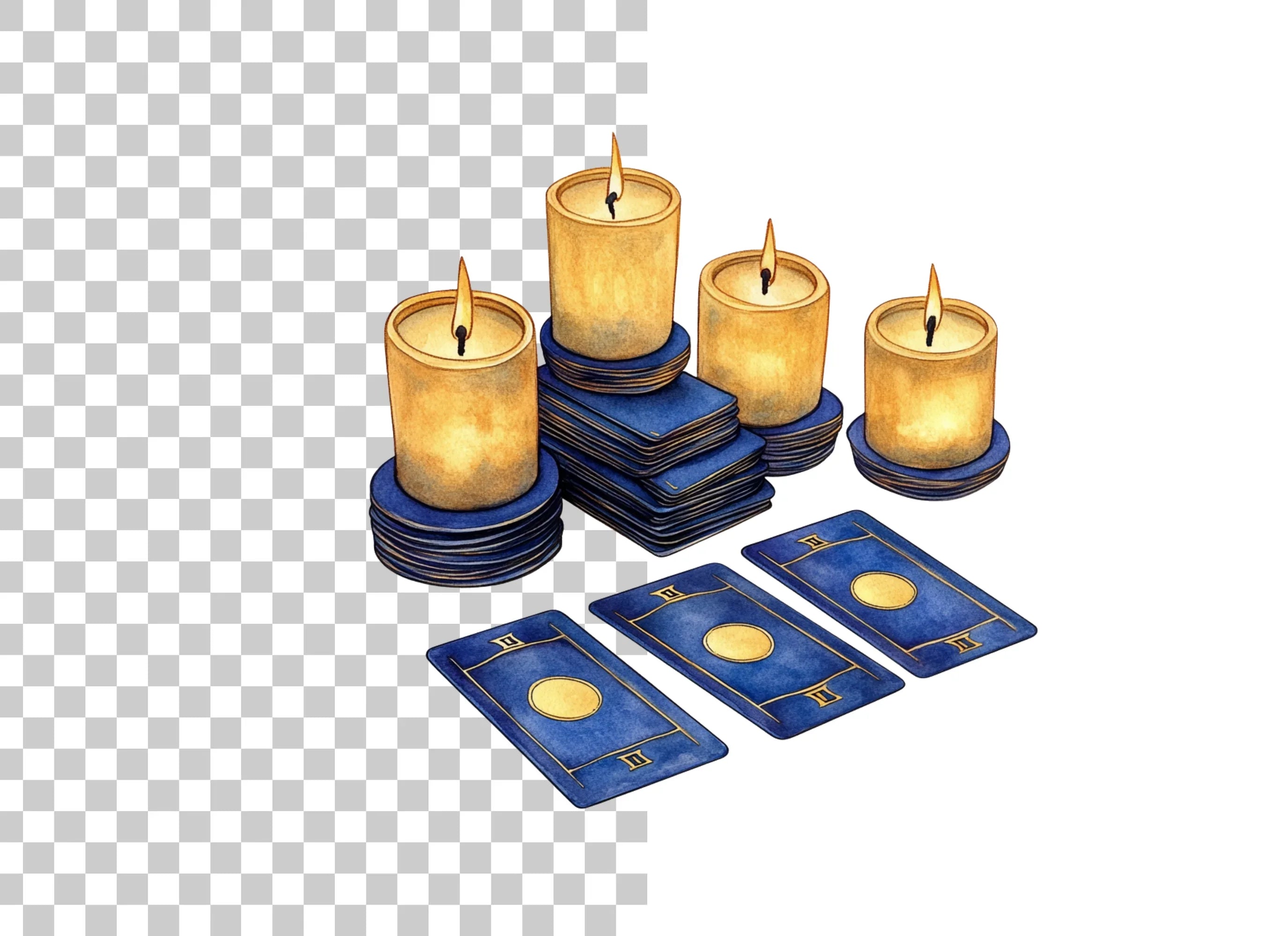 Mystical Tarot Cards and Candles Clipart Bundle