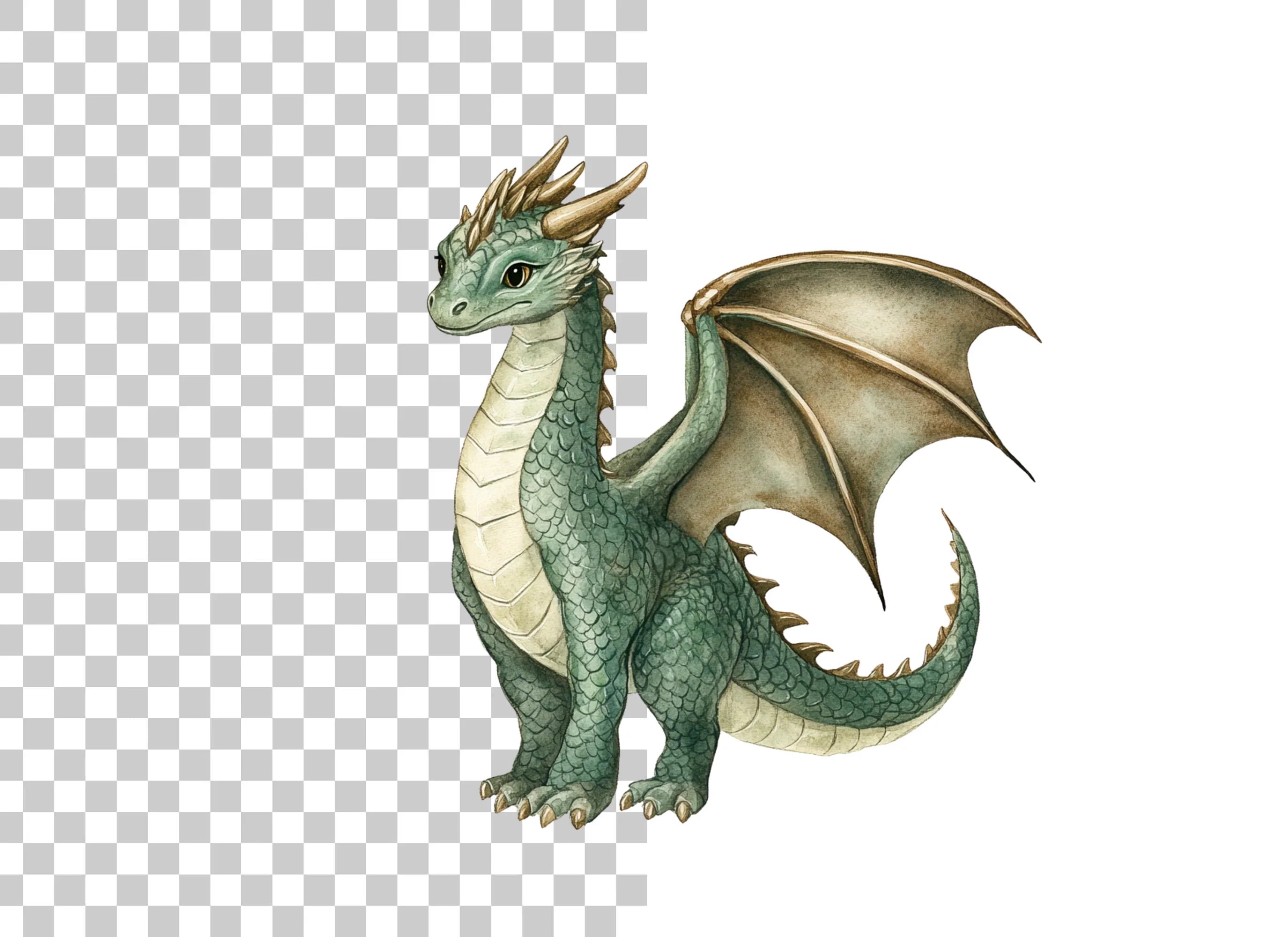 Majestic Green Dragon Clipart Bundle