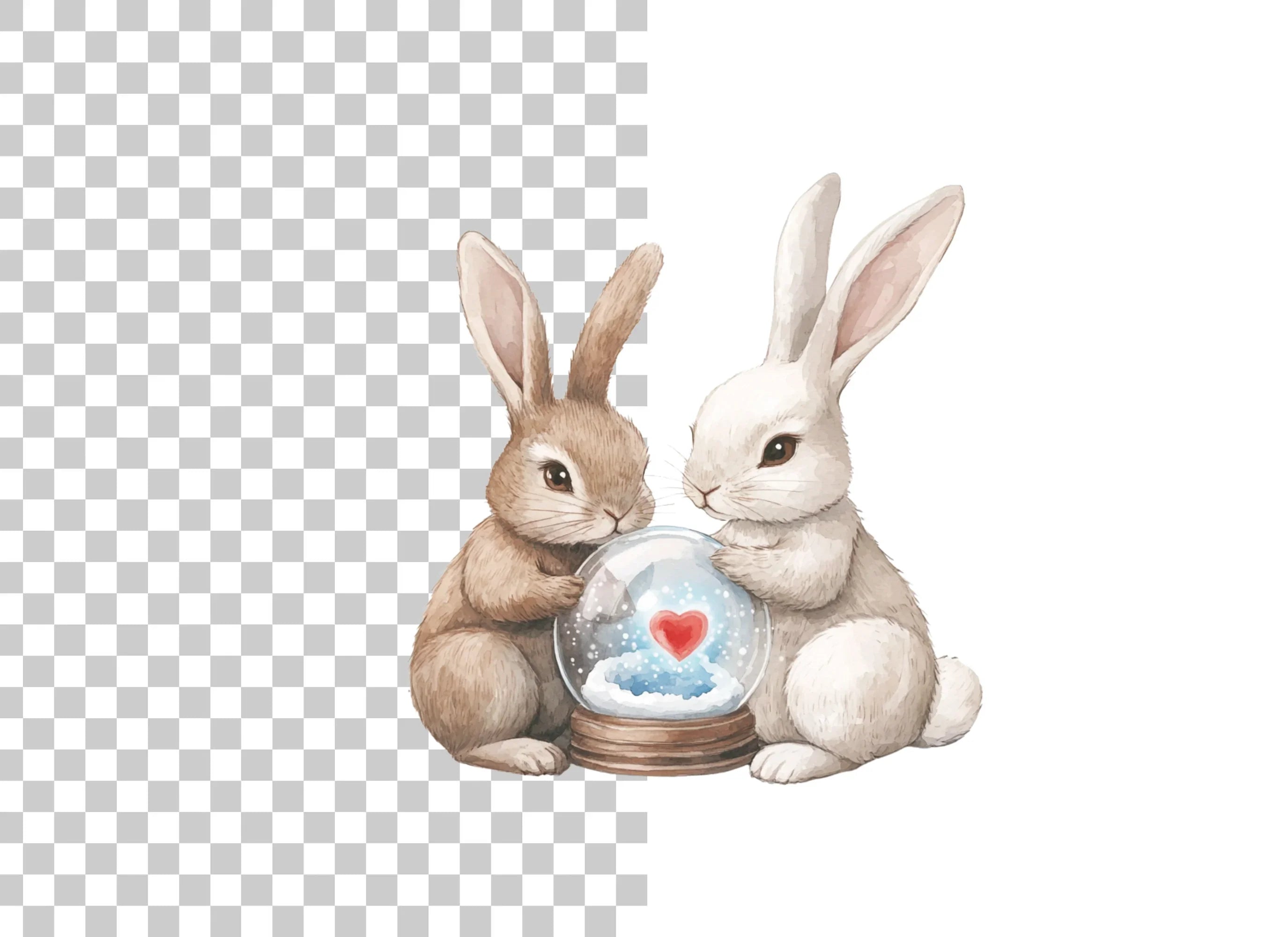 Valentine Bunny Snow Globe Clipart Bundle