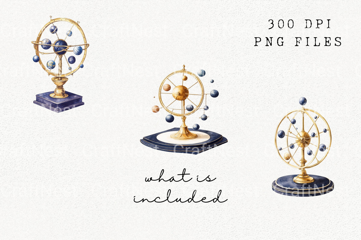 Orrery Solar System Model Clipart Bundle