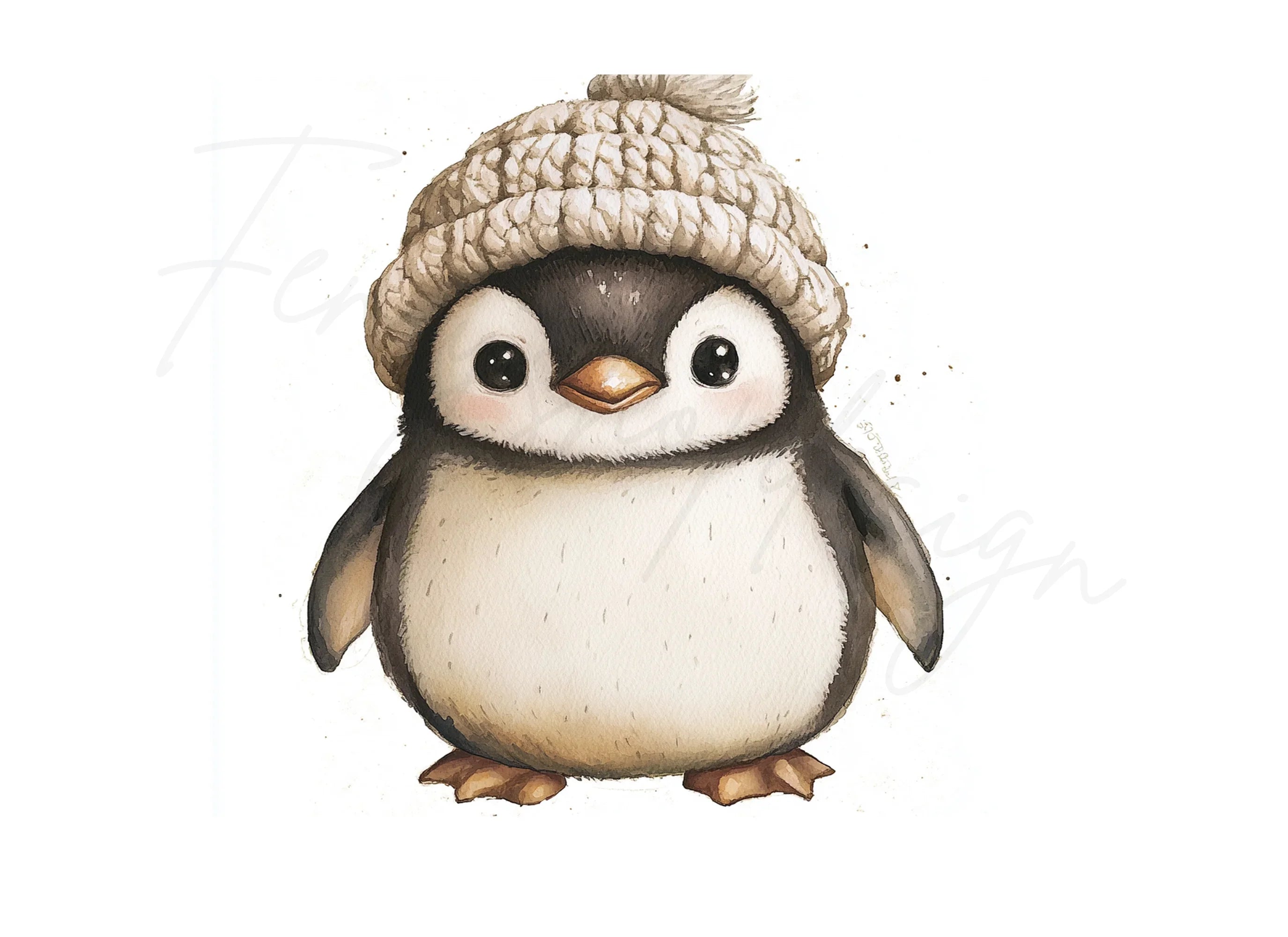 Charming Penguin with Knitted Hat Clipart Bundle