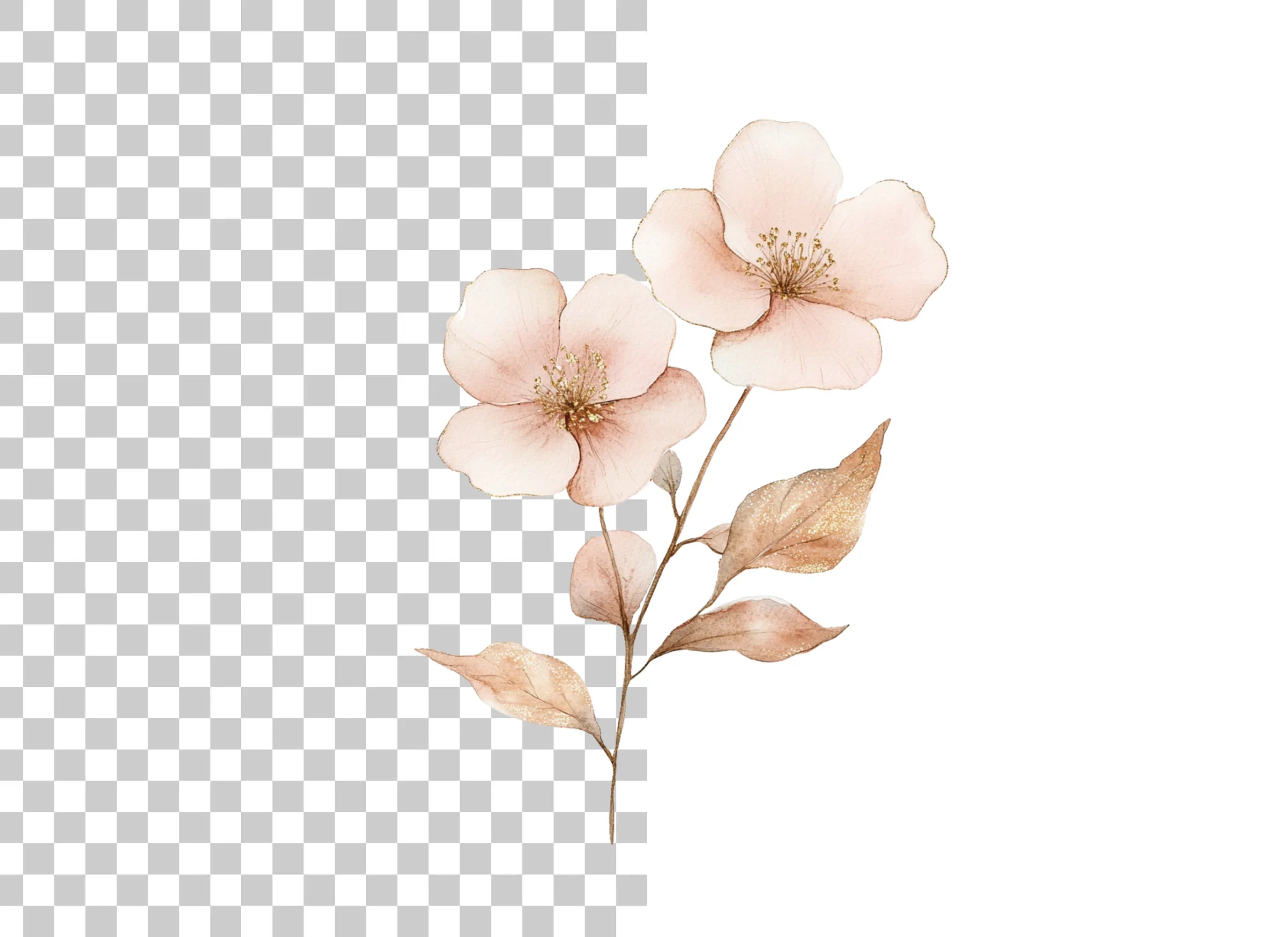 Delicate Pink Cherry Blossom Clipart Bundle