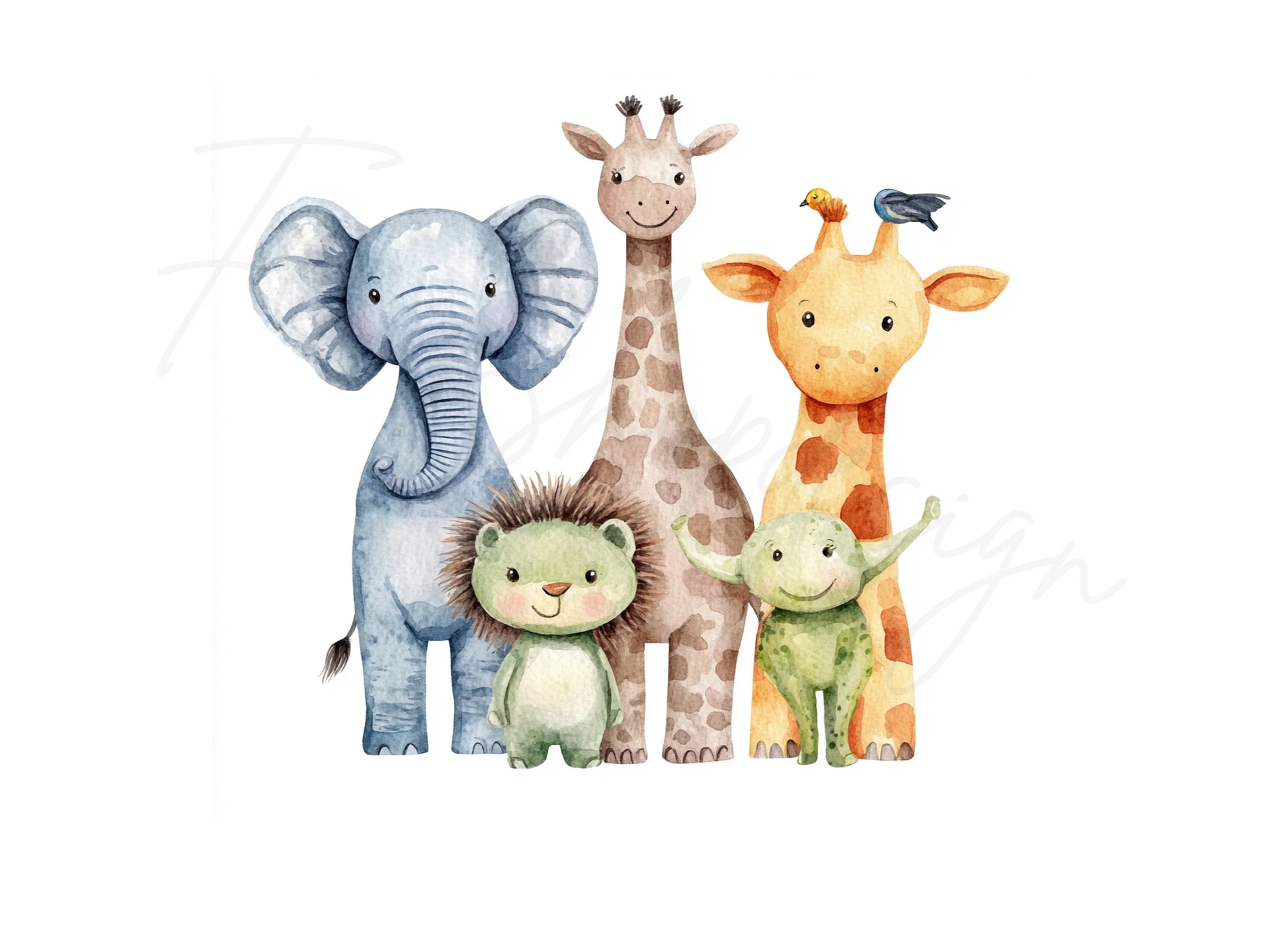 Cute Baby Safari Animals Clipart Bundle
