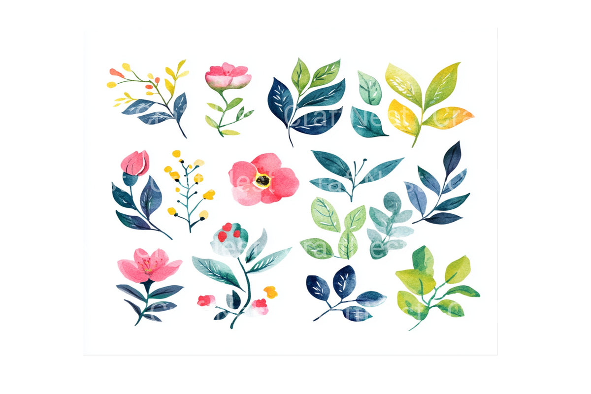Abstract Foliage Plants Clipart Bundle
