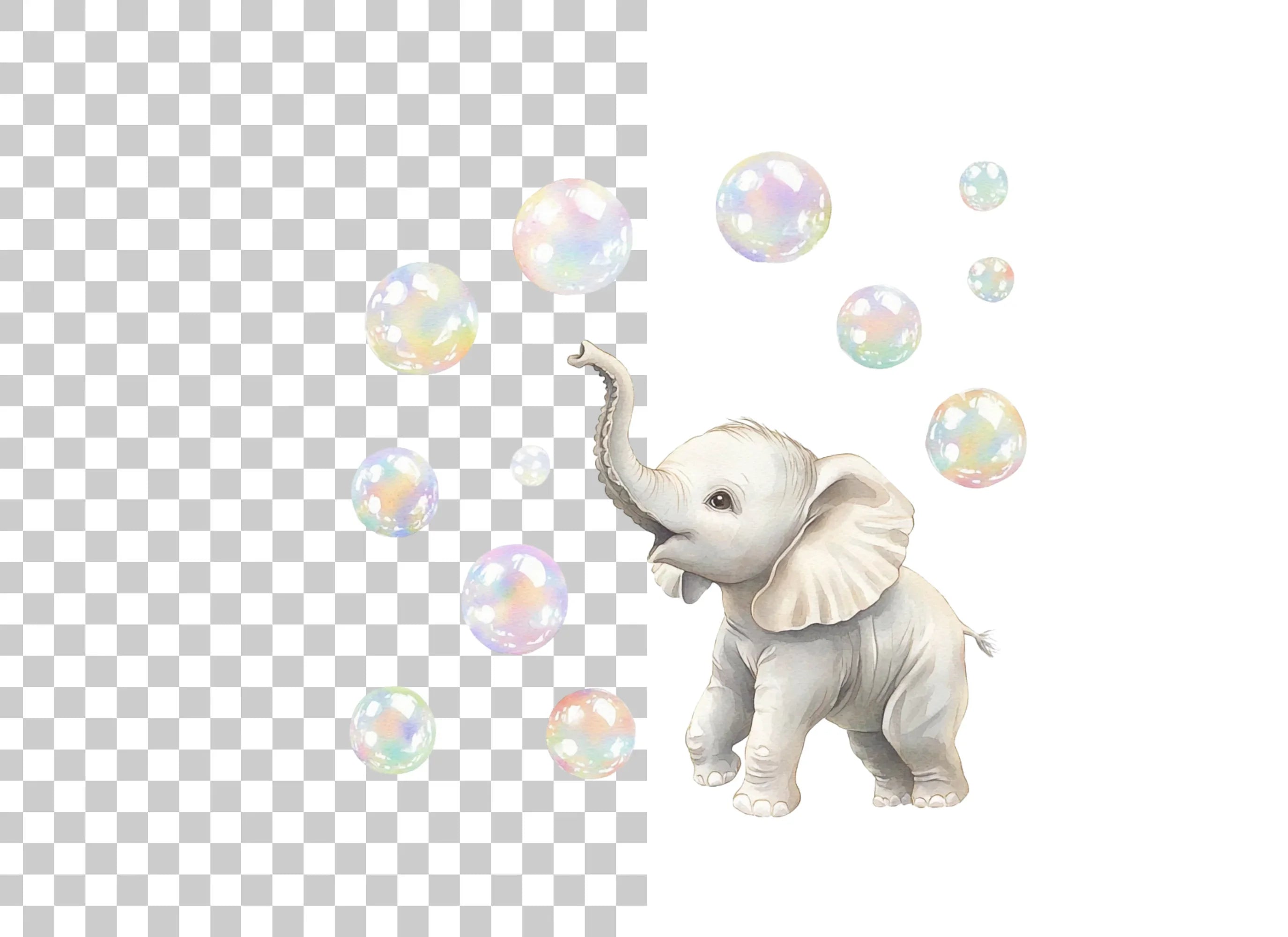 Playful Elephants and Bubbles Clipart Bundle