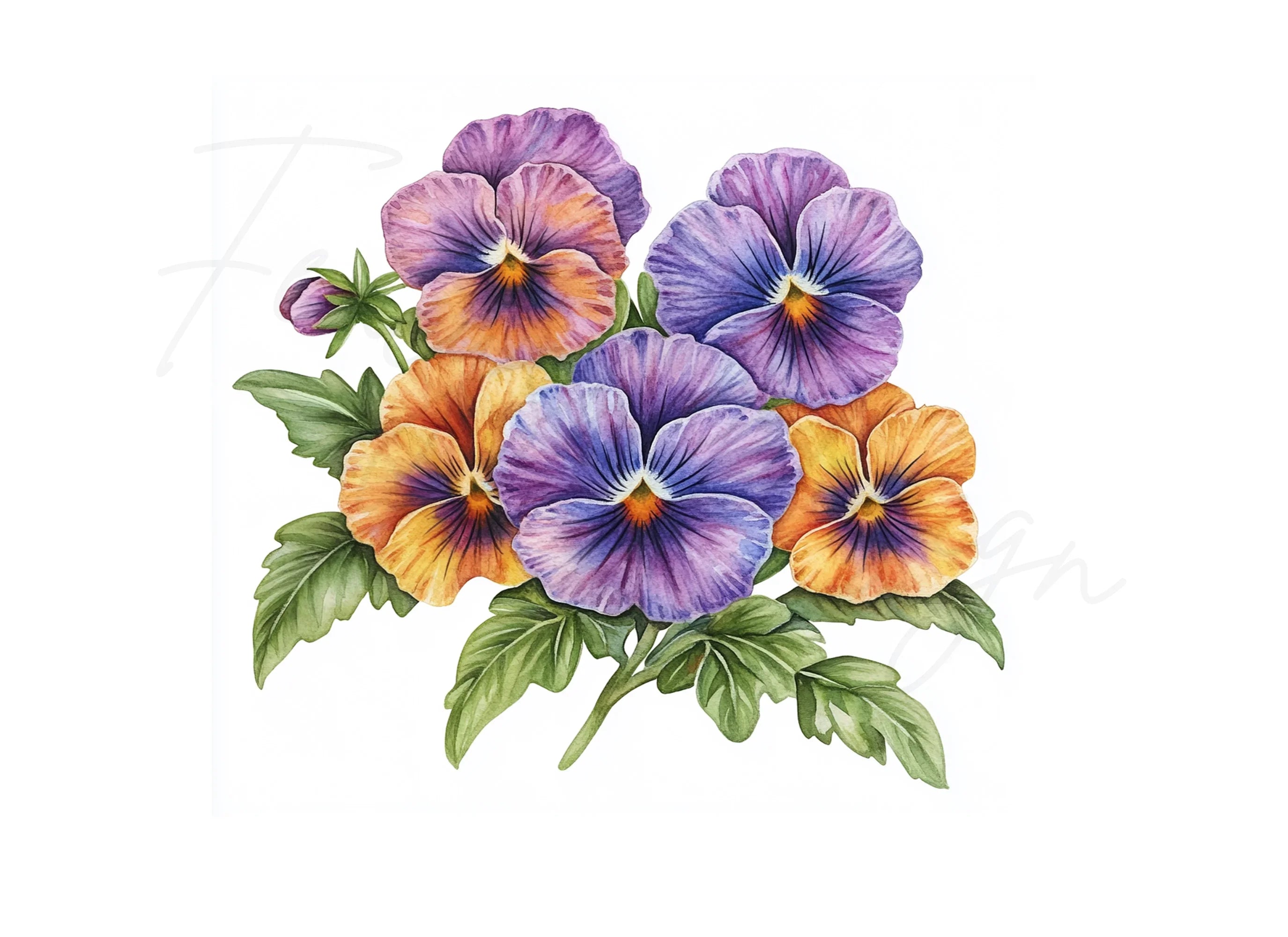 Vibrant Pansy Clipart Bundle