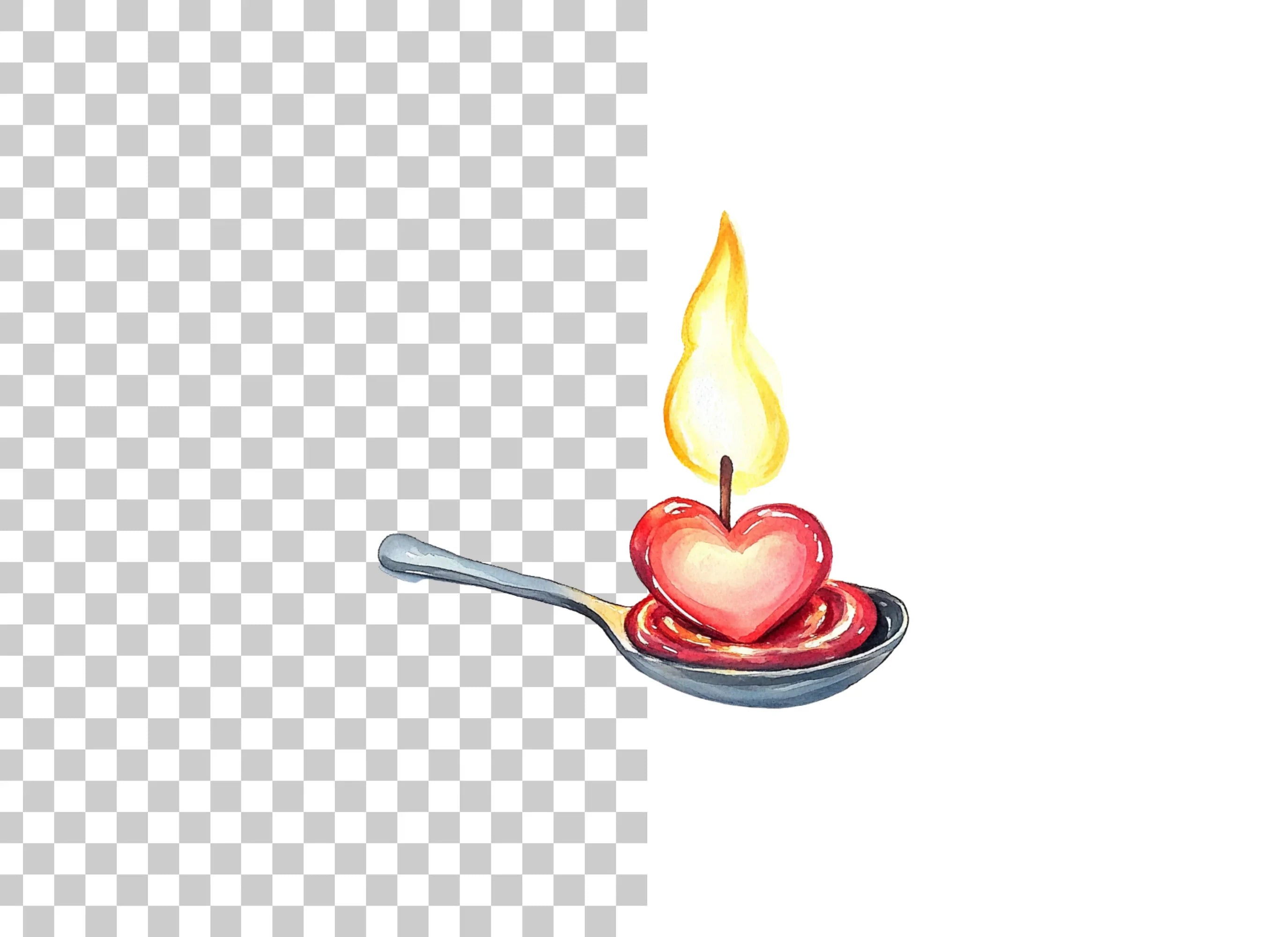 Heart Candle on Spoon Clipart Bundle