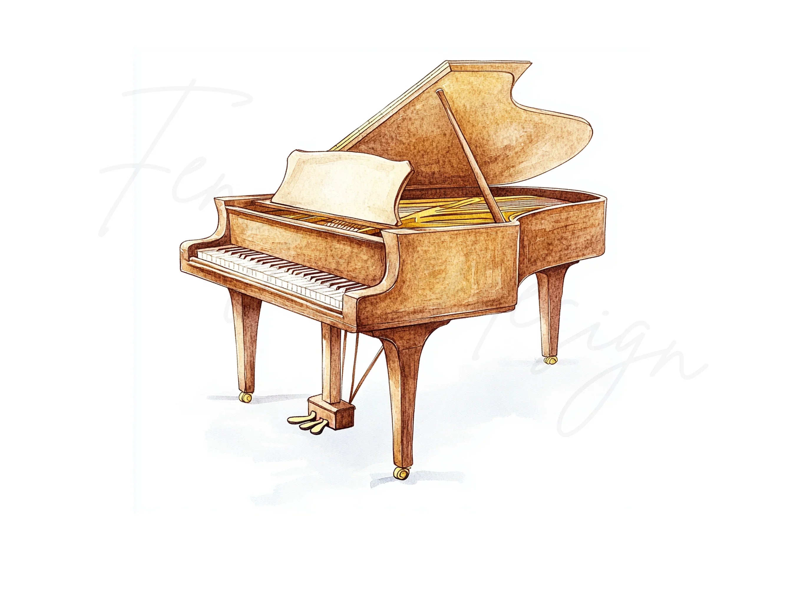 Warm Brown Grand Pianos Clipart Bundle