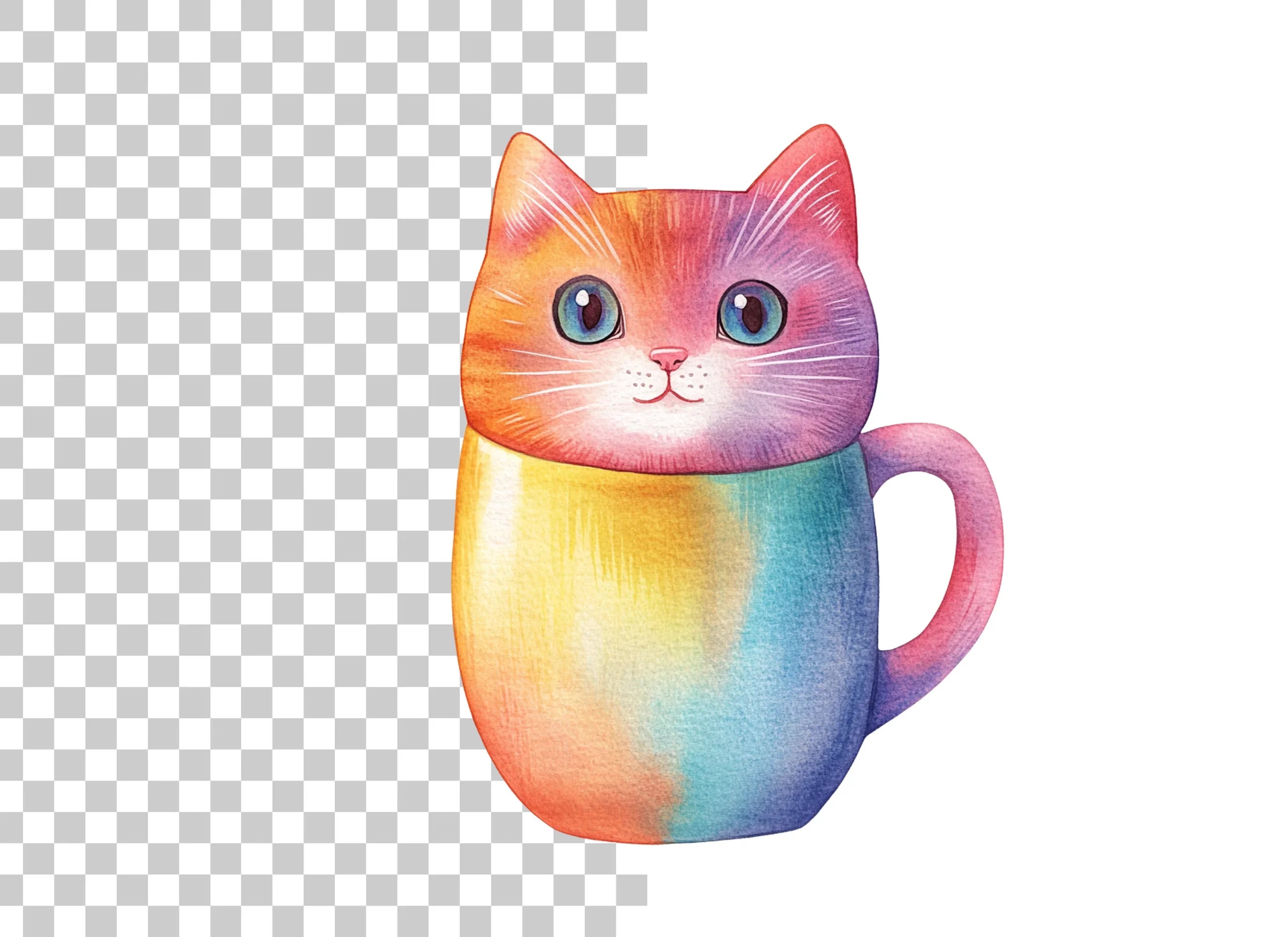 Vibrant Rainbow Cat Clipart Bundle