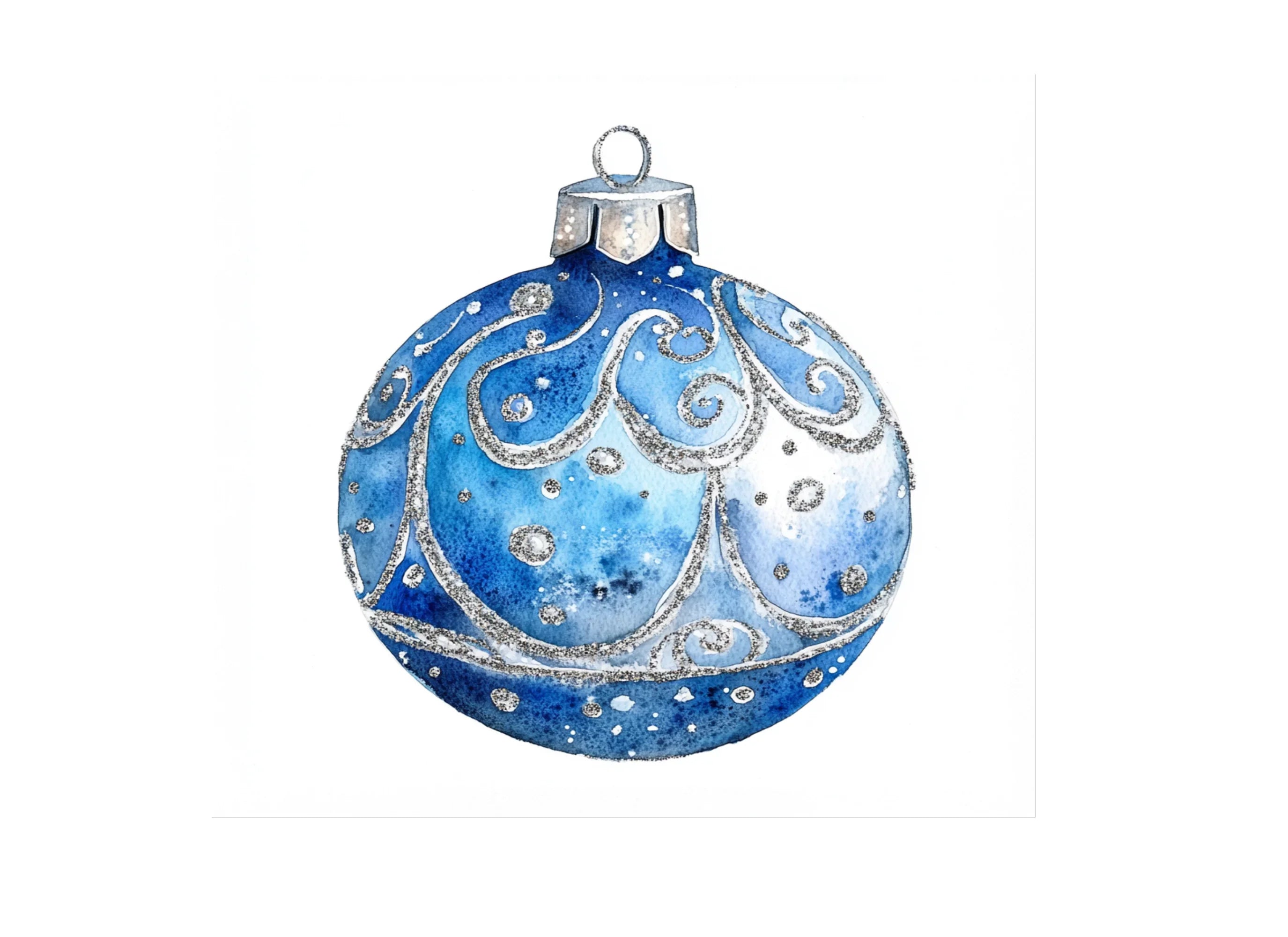 Blue Christmas Ornaments Clipart Bundle