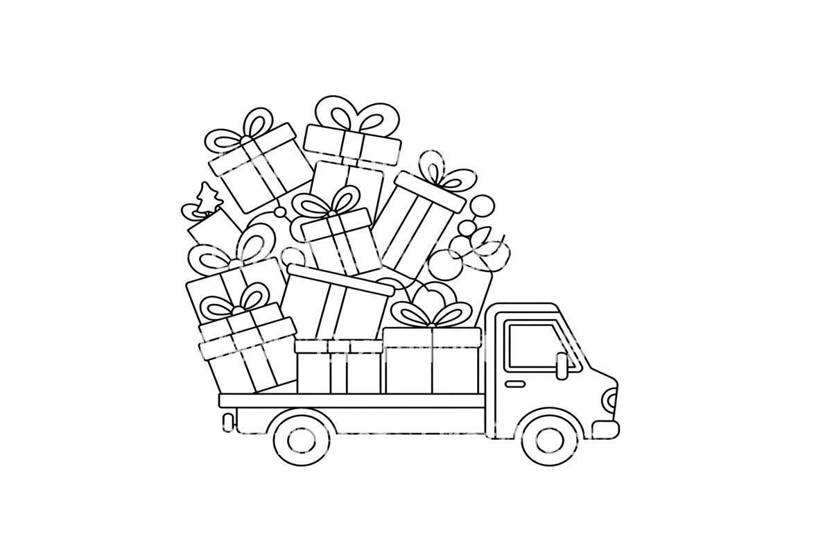 Christmas Gift Delivery Trucks Coloring Books