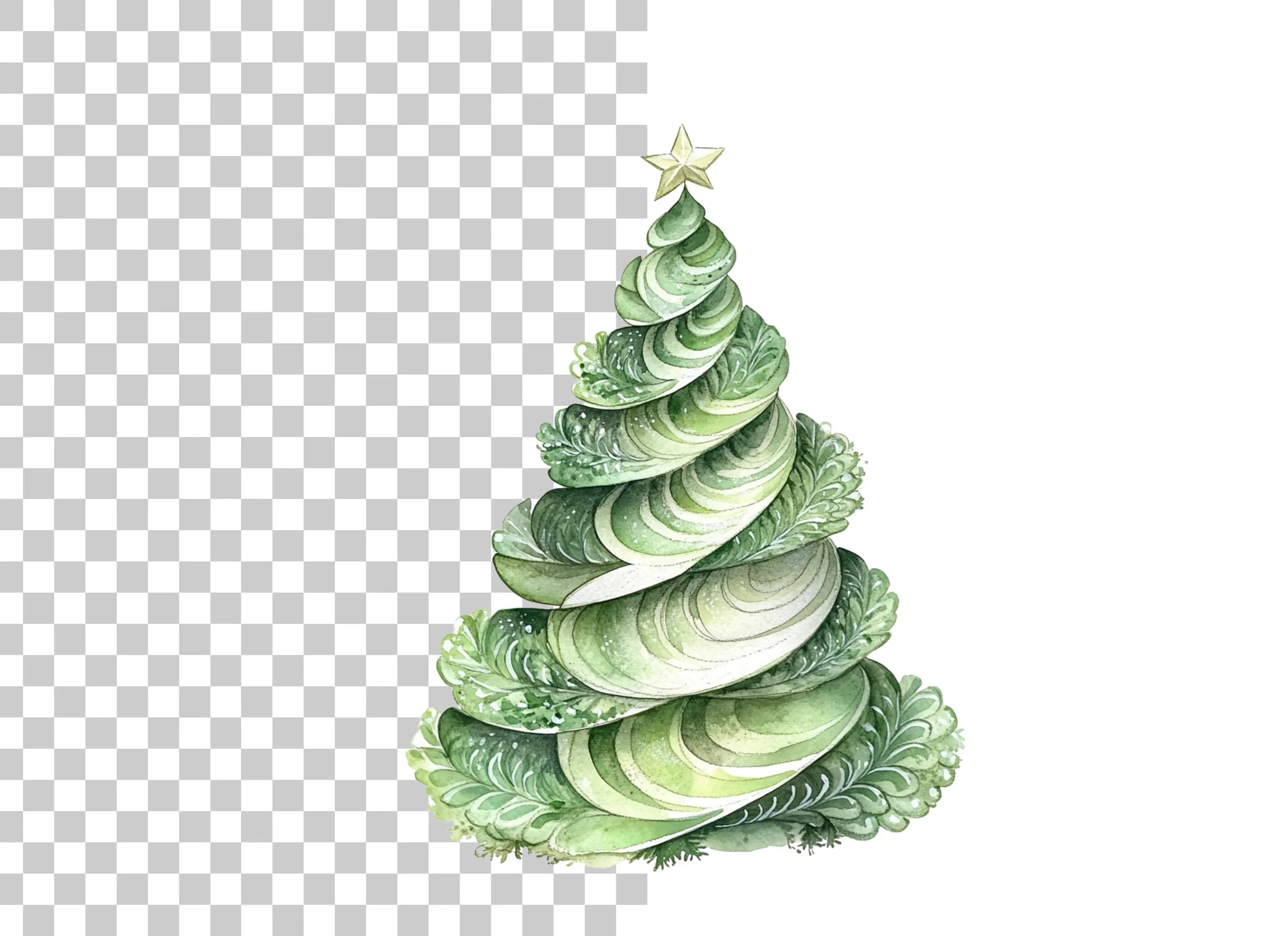 Elegant Spiral Christmas Tree Clipart Bundle