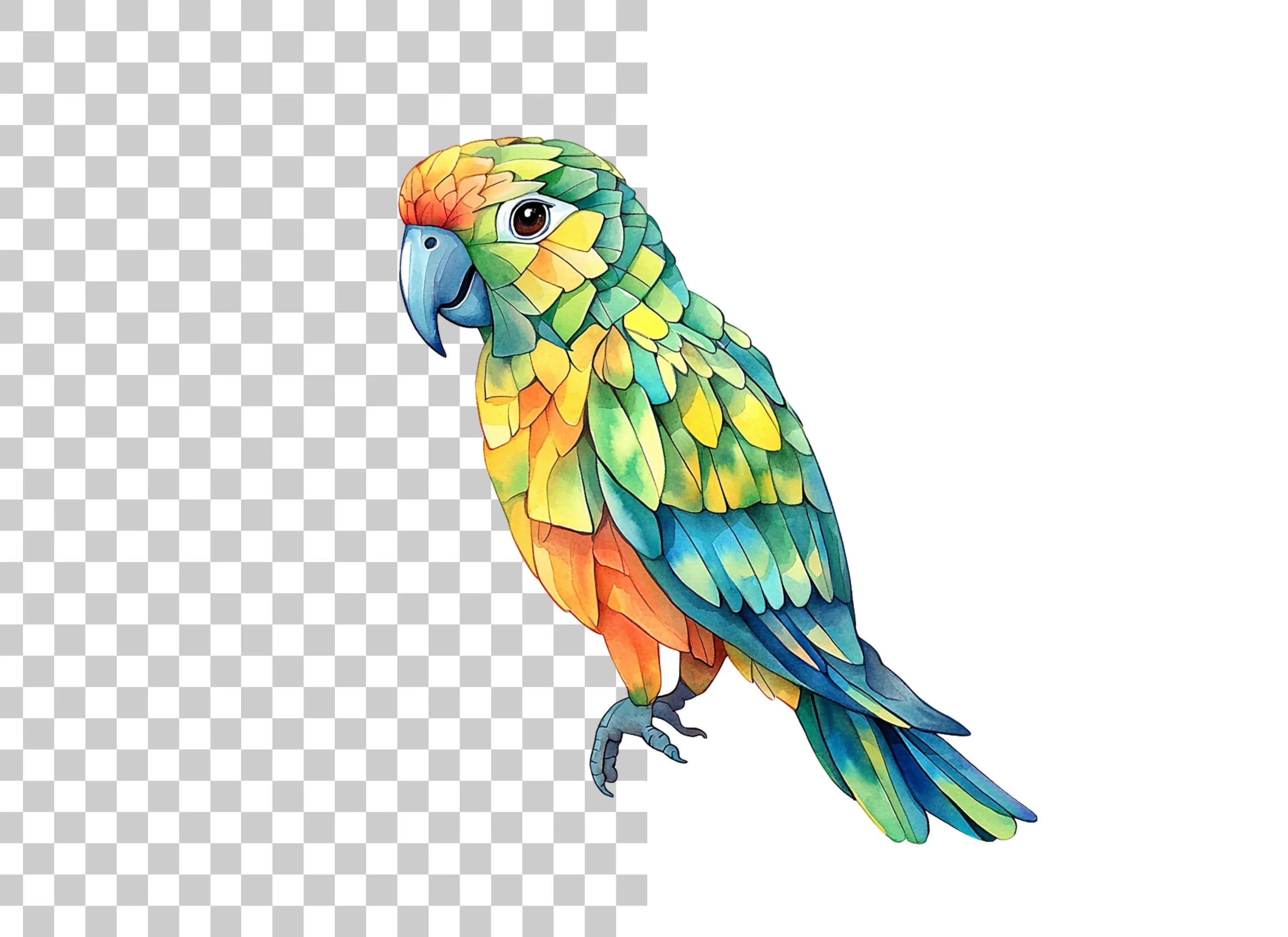 Green and Orange Parrot Clipart Bundle